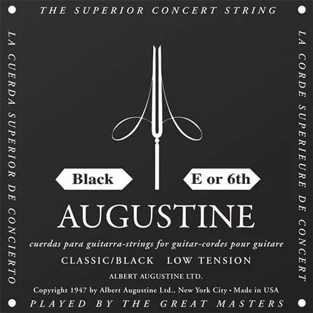 Augustine - Classic/Black – Low Tension Nylon Guitar String (Single String) E (6TH)