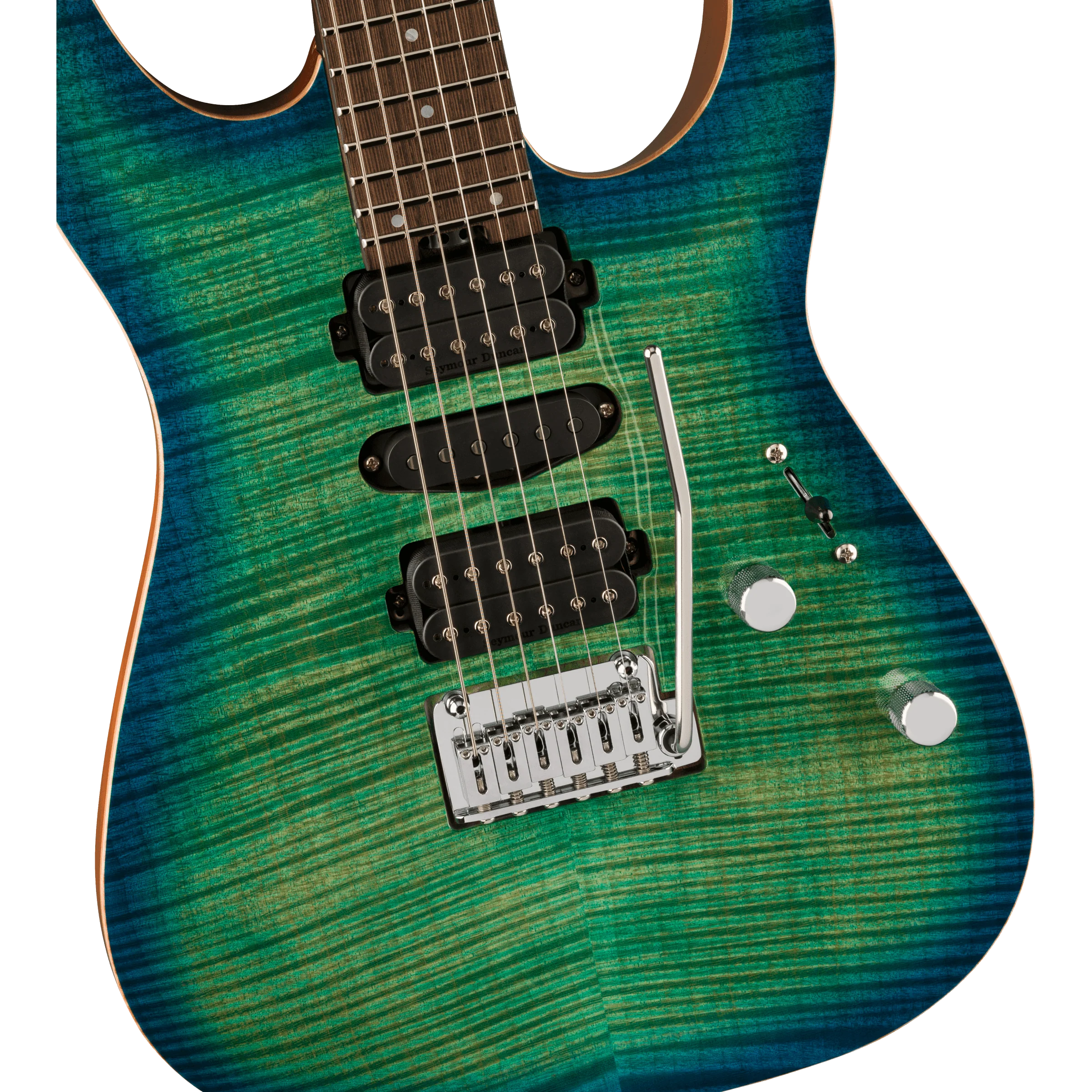 Charvel - MJ DK24 HSH 2PT W Mahogany with Flame Maple - Wenge Fingerboard - Caribbean Burst - 292-9814-846 - Image 3
