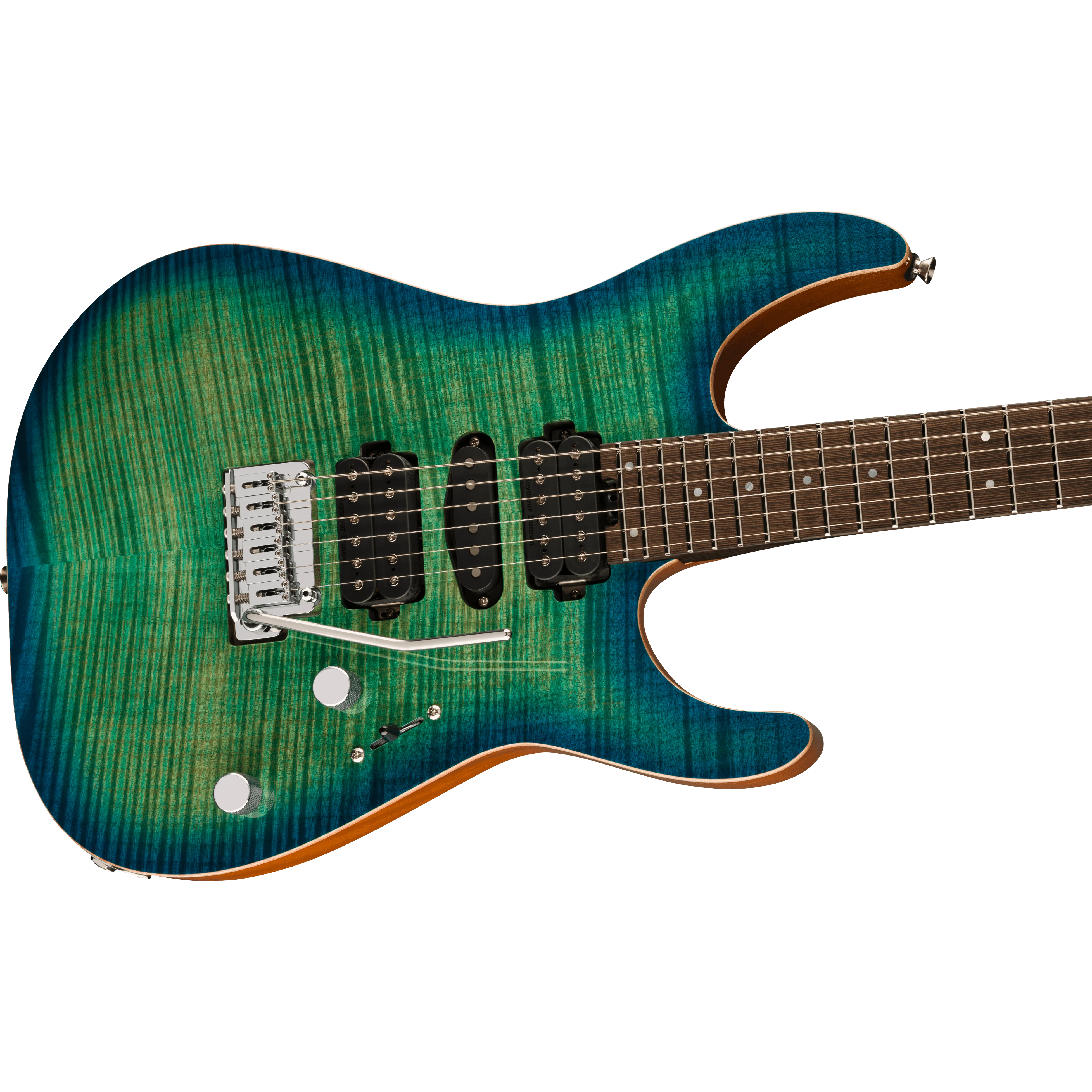 Charvel - MJ DK24 HSH 2PT W Mahogany with Flame Maple - Wenge Fingerboard - Caribbean Burst - 292-9814-846 - Image 4