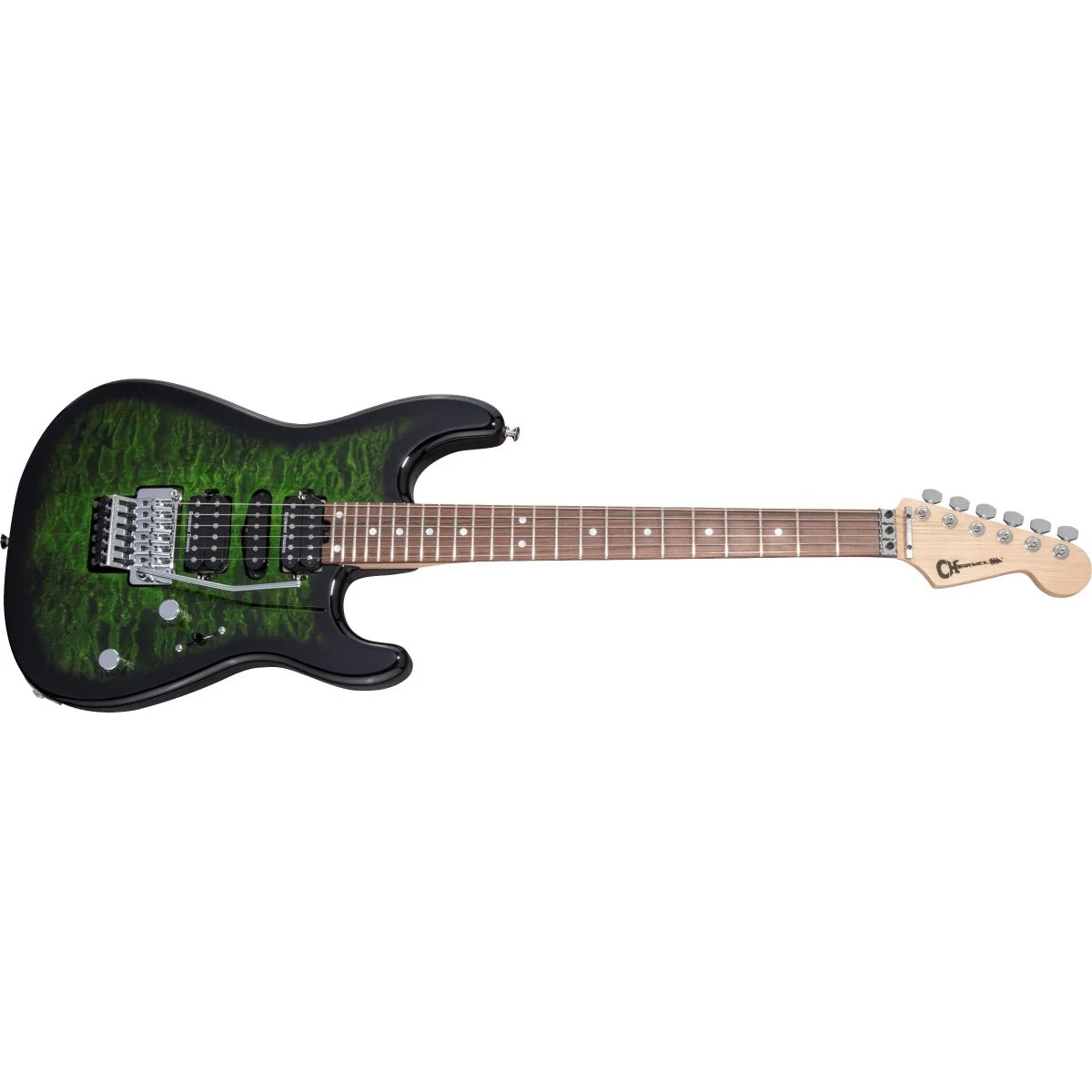 Charvel - MJ San Dimas® Style 1 HSH FR PF QM - Pau Ferro Fingerboard - Transparent Green Burst - 292-5834-578 - Image 4