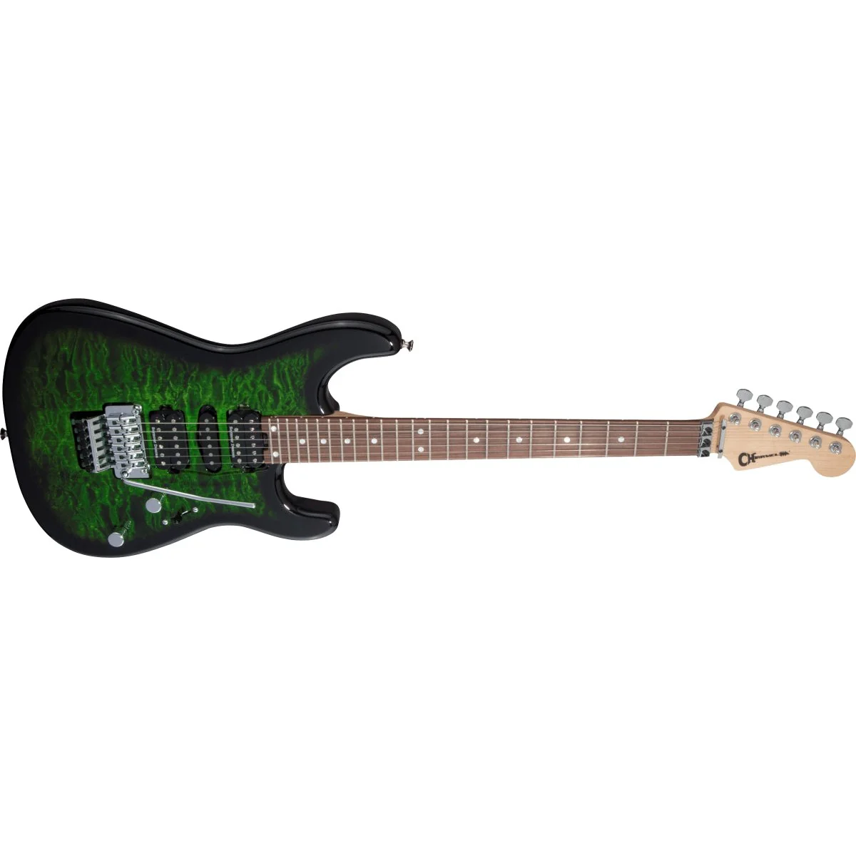 Charvel - MJ San Dimas® Style 1 HSH FR PF QM - Pau Ferro Fingerboard - Transparent Green Burst - 292-5834-578 - Image 5