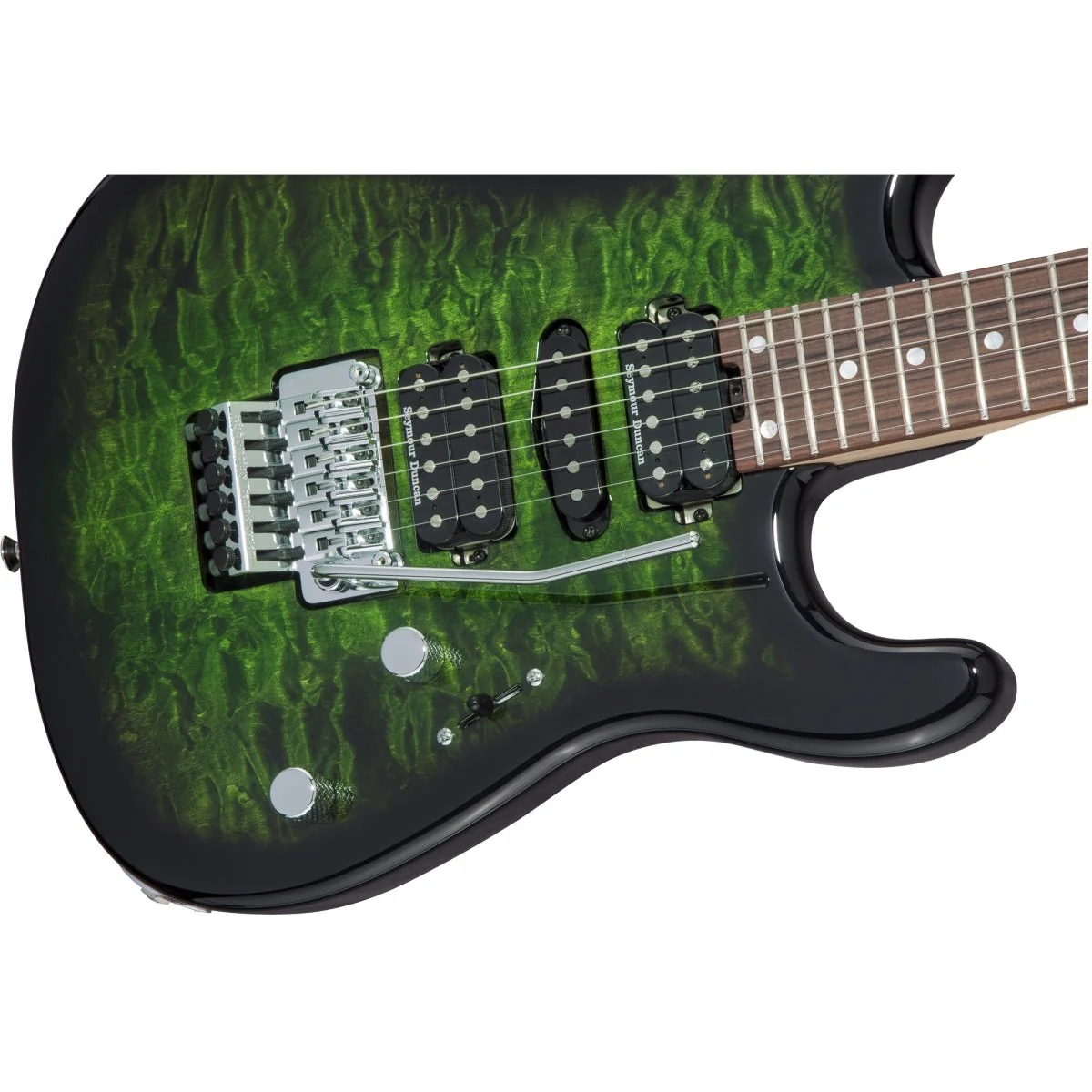 Charvel - MJ San Dimas® Style 1 HSH FR PF QM - Pau Ferro Fingerboard - Transparent Green Burst - 292-5834-578 - Image 6