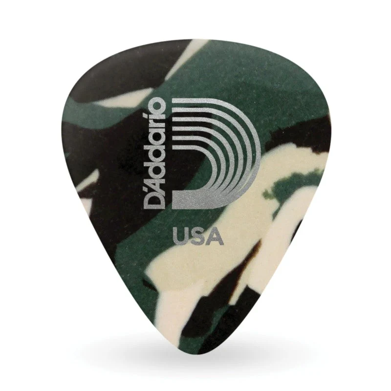D'Addario Accessories - Camouflage Celluloid Guitar Picks, 10 pack, Medium 1CCF4-10