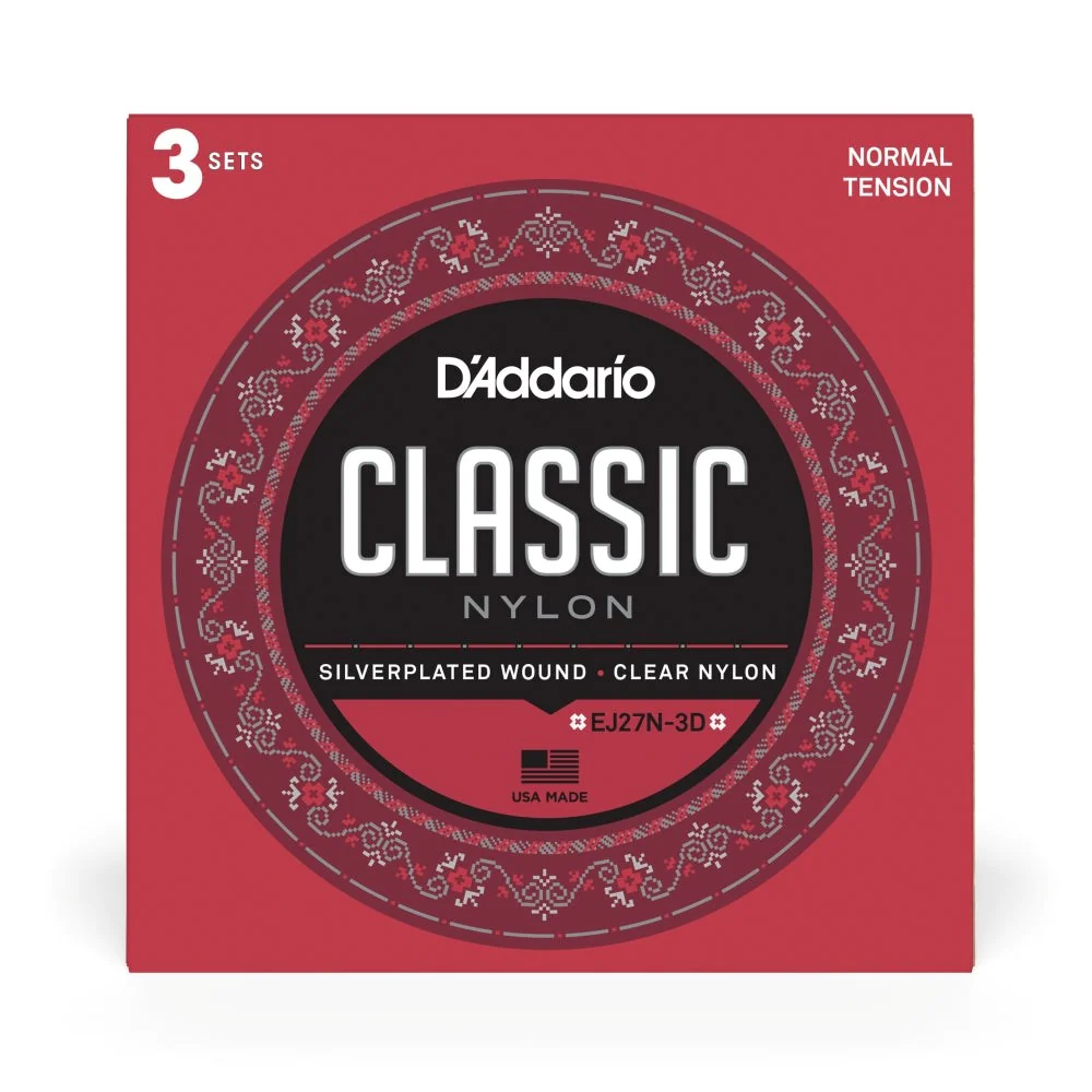 D'Addario - EJ27N Student Nylon Classical Guitar Strings - Normal Tension - 3 Sets