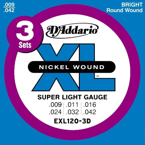 D'Addario - EXL120 3D 3 Pack 9-42