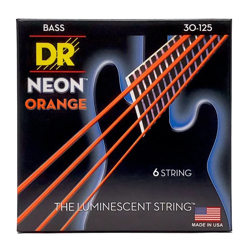 DR Handmade Strings - Neon Orange Coated 6-String Bass Strings - Medium (30-125) - NOB6-30