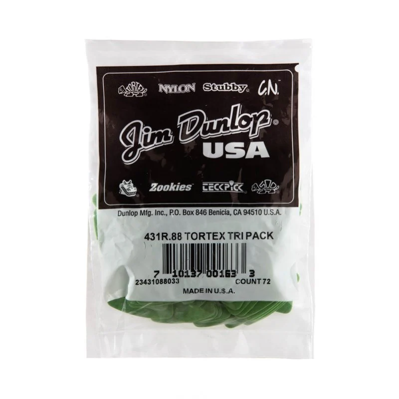 Dunlop - Green 0.88mm Tortex® Triangle Guitar Pick (72/bag) - 431R-88