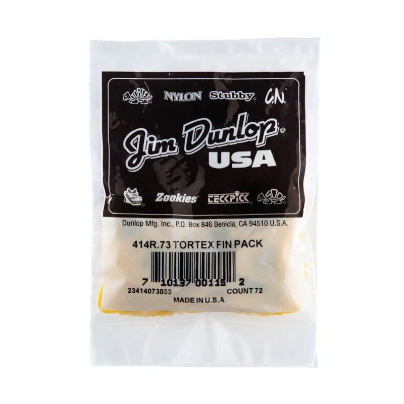 Dunlop - Yellow 0.73mm Tortex® Fin Guitar Pick (72/bag) - 414R-73