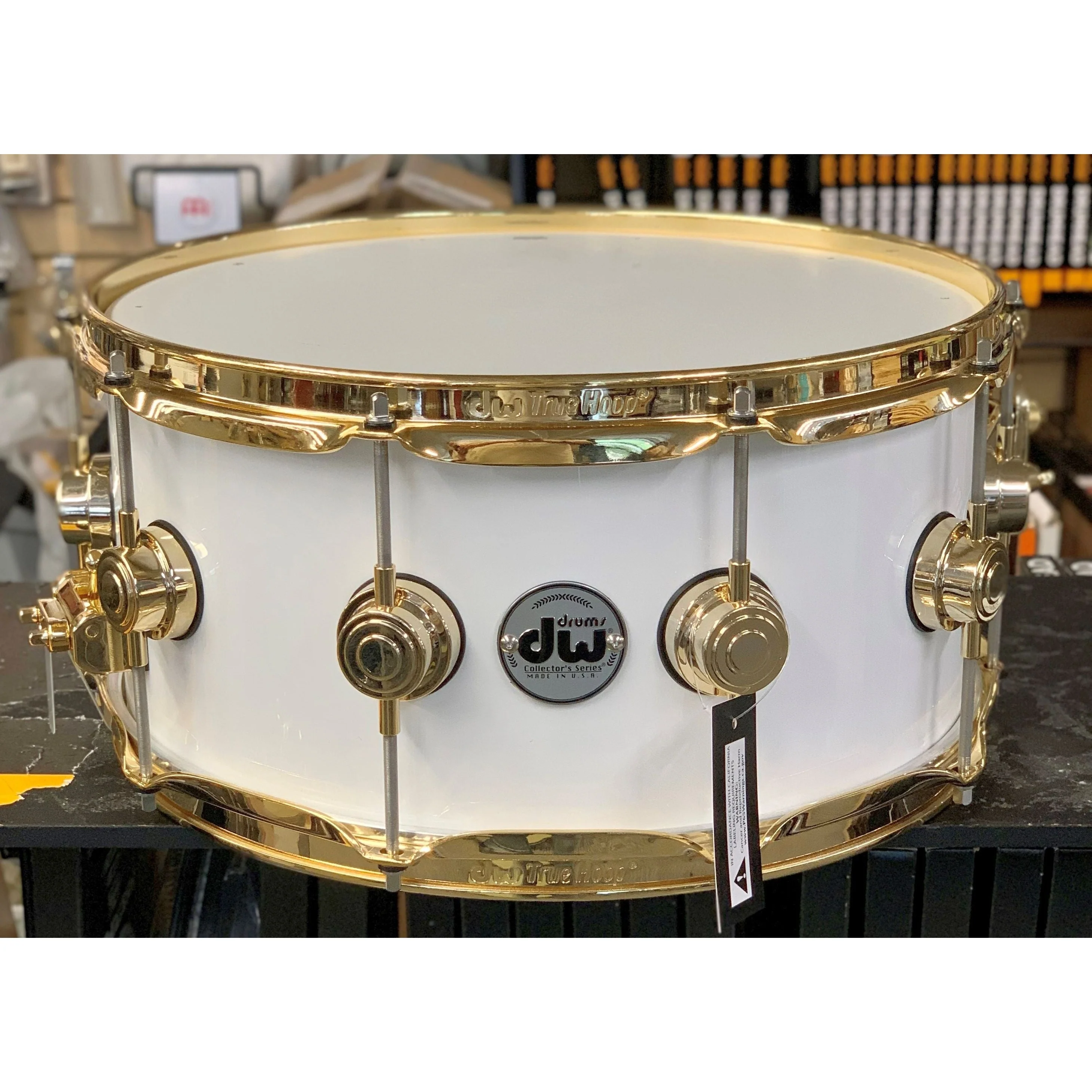 DW Drums - Collector's Series Snare 6.5x14 Gloss White with Gold Hardware