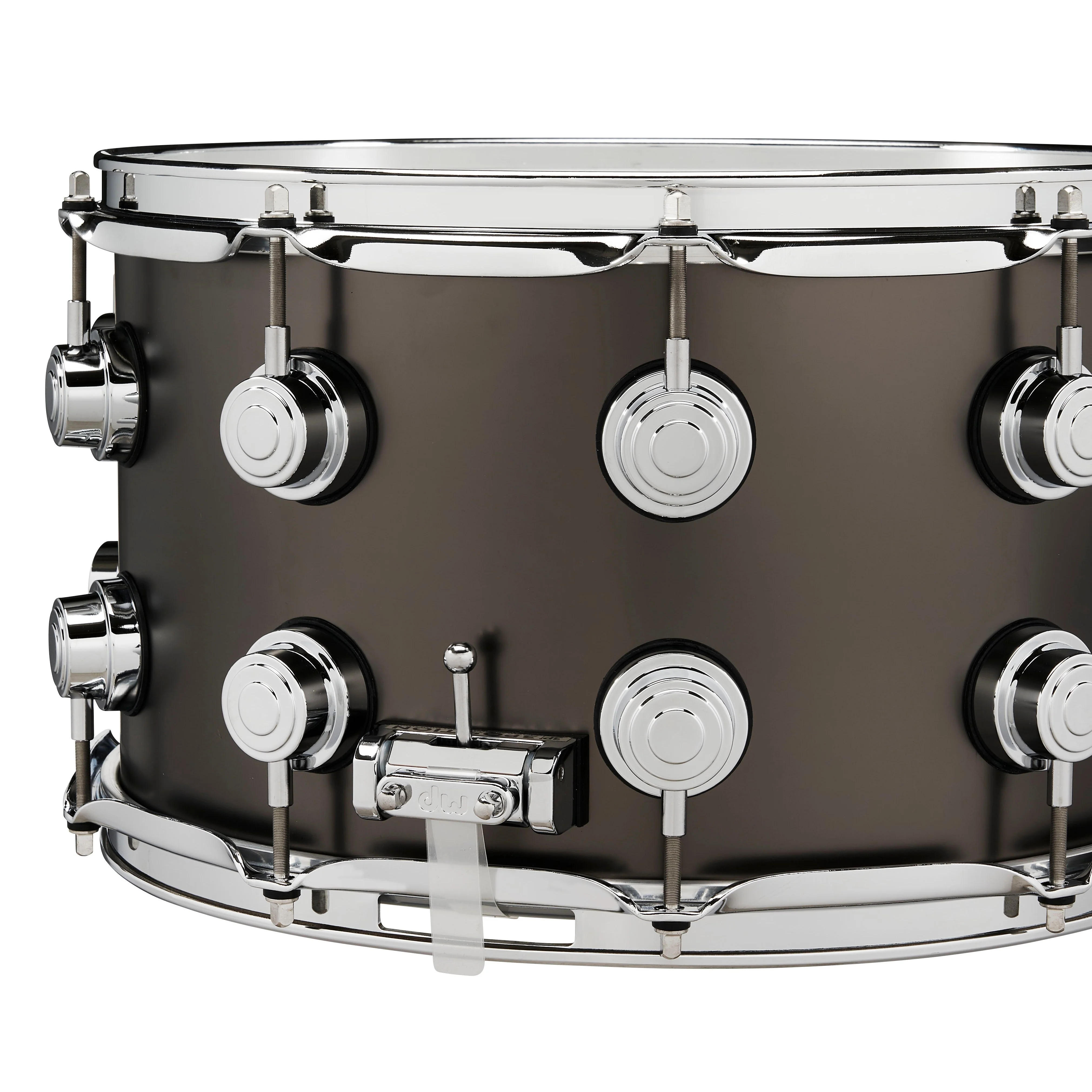 DW Drums - Collector's Series Snare 8x14 Satin Black Over Brass DRVD0814SVCBK - Image 7