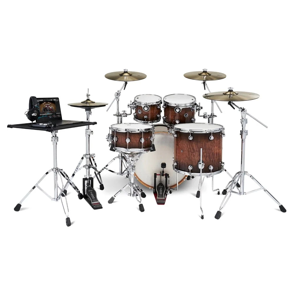DW Drums - DWe 5-Piece Wireless Acoustic/Electronic Drum Kit Bundle - DEKTEX05TBCMBCP Candy Black Burst Over Curly Maple Exotic - Image 4