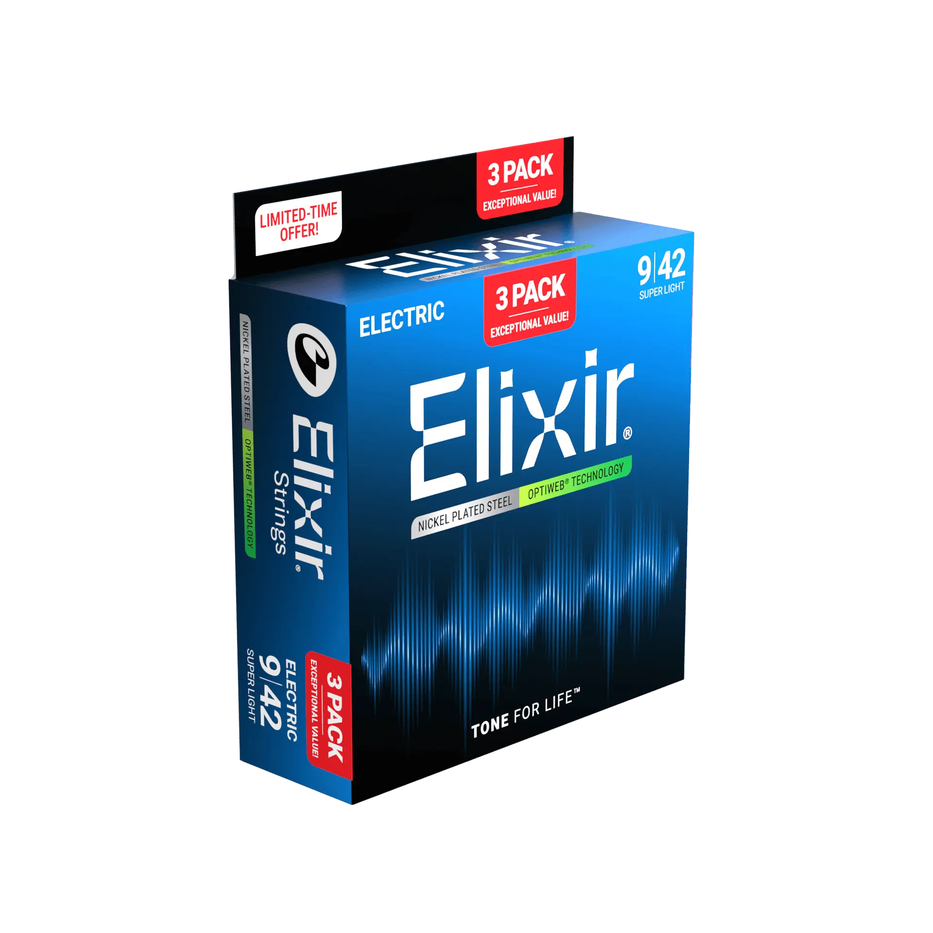 Elixir - 3-Pack Nickel-Plated Steel Electric Guitar Strings with OPTIWEB Technology  9/42 - 16571 3PK OPTIWEB Super Light - Image 3