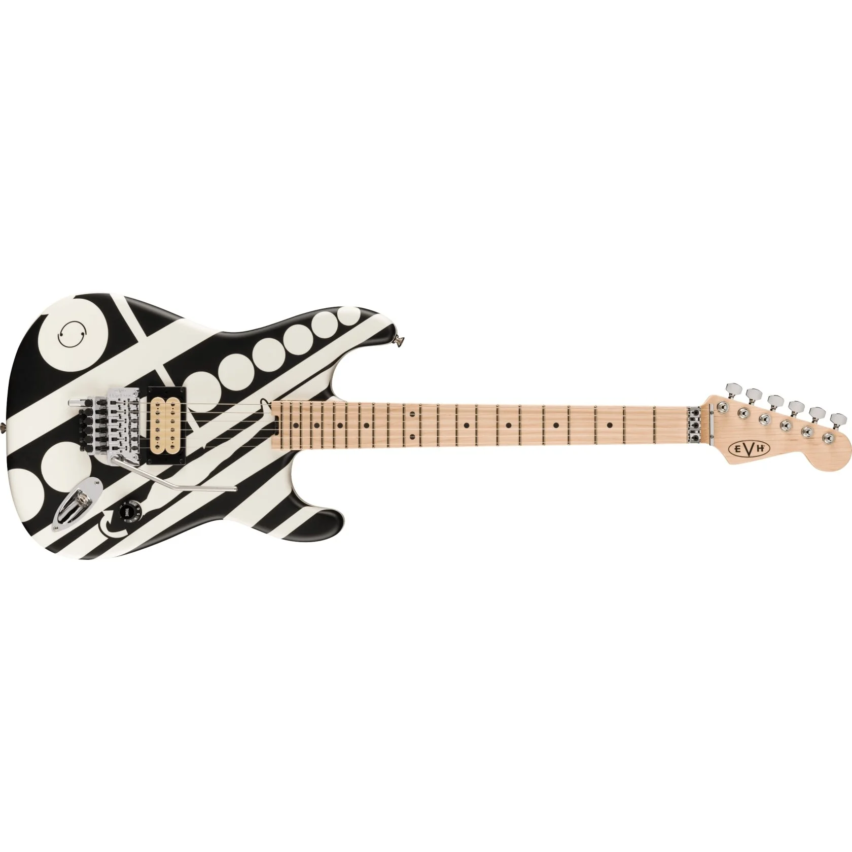 EVH - EVH® Striped Series Circles -  Maple Fingerboard -  White and Black  - 510-7902-386