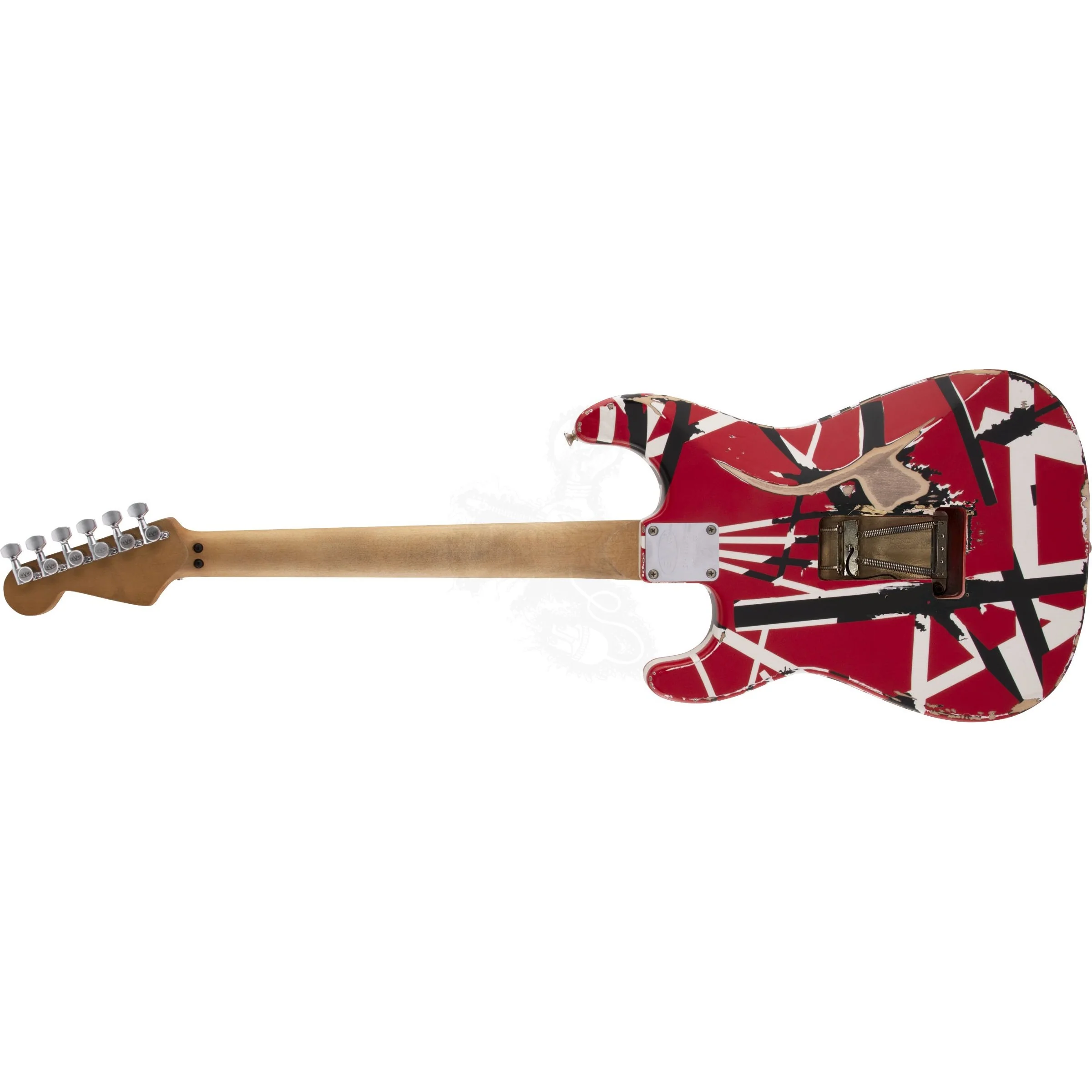 EVH - Striped Series Frankie Model: 5107900503 Red with Black and White Stripes Relic - Image 2