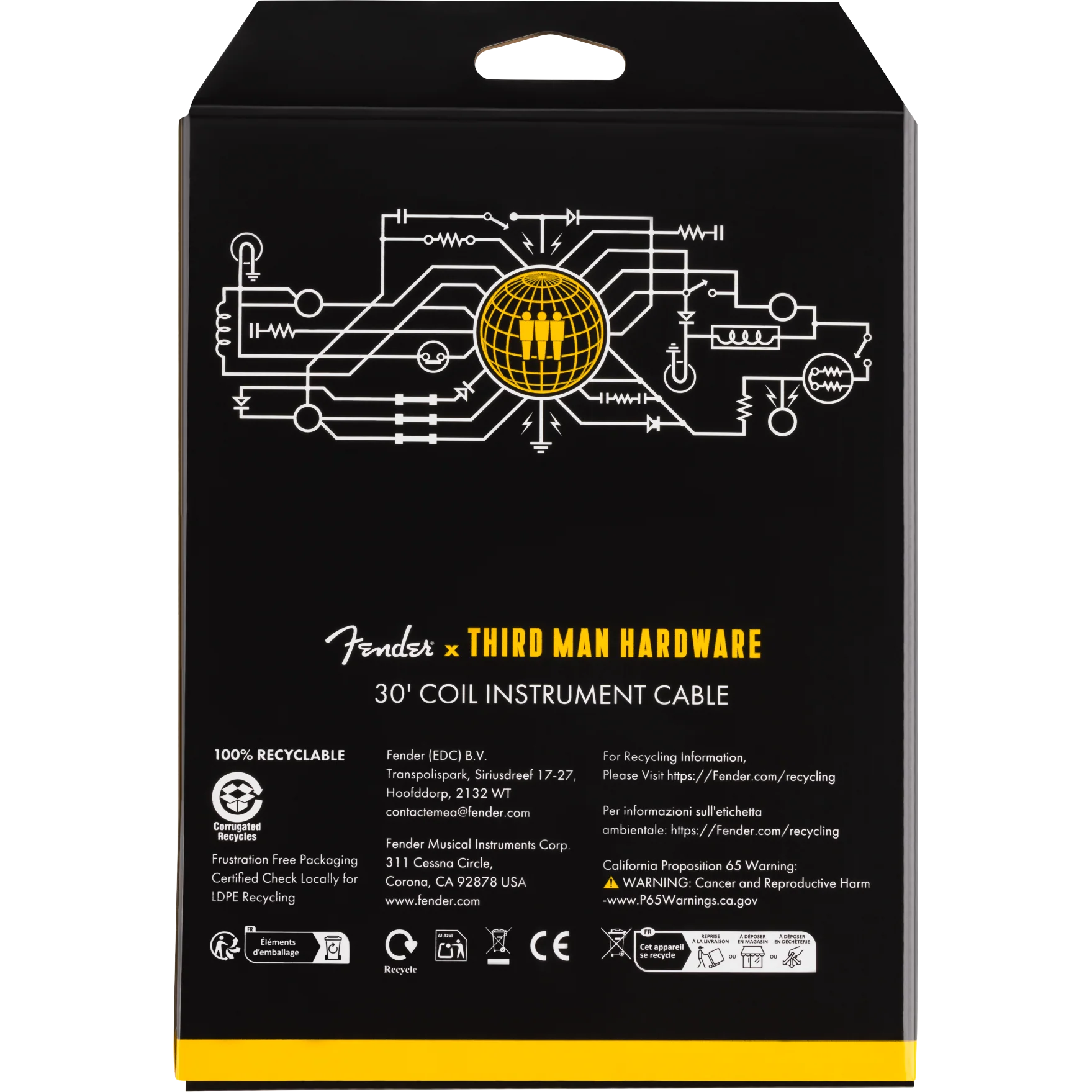 Fender - 30' Coil Cable - Fender x Third Man Hardware - Yellow - 099-0573-029 - Image 3