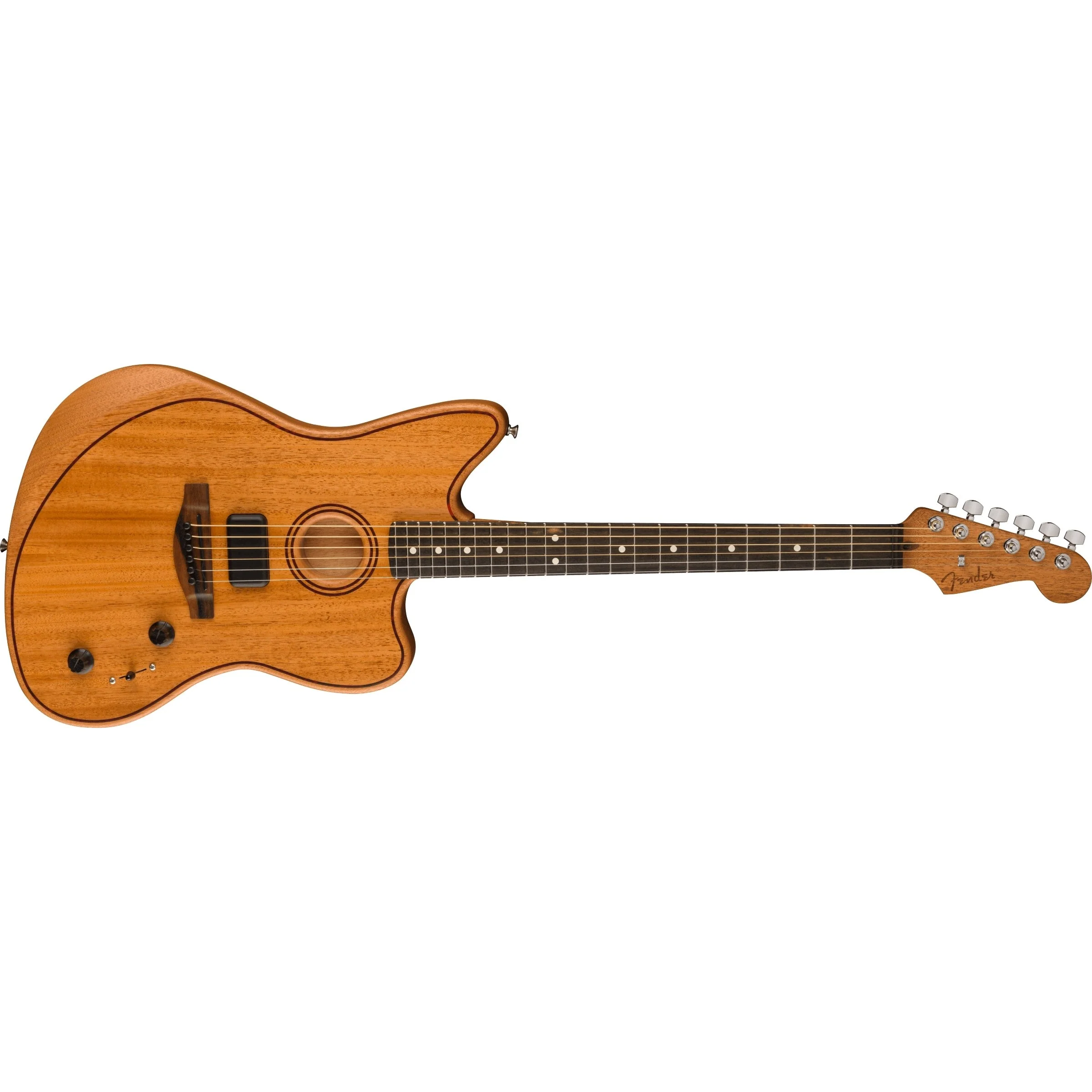 Fender - American Acoustasonic® Jazzmaster® All-Mahogany - Ebony Fingerboard - Natural 097-2033-122 - Image 3