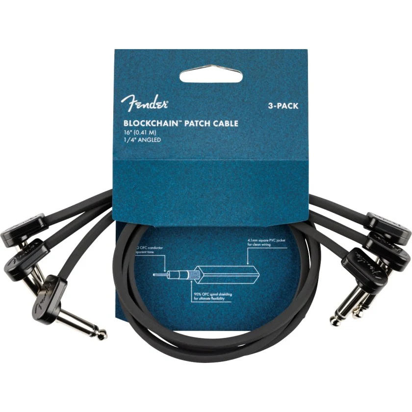 Fender - Blockchain 16" Patch Cable -3-pack -Angle/Angle 099-0825-011 - Image 3