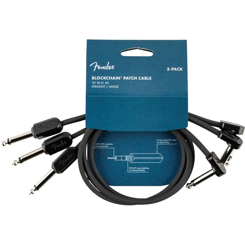 Fender - Blockchain 16" Patch Cable -3-pack -Straight/Angled 099-0825-013 - Image 5