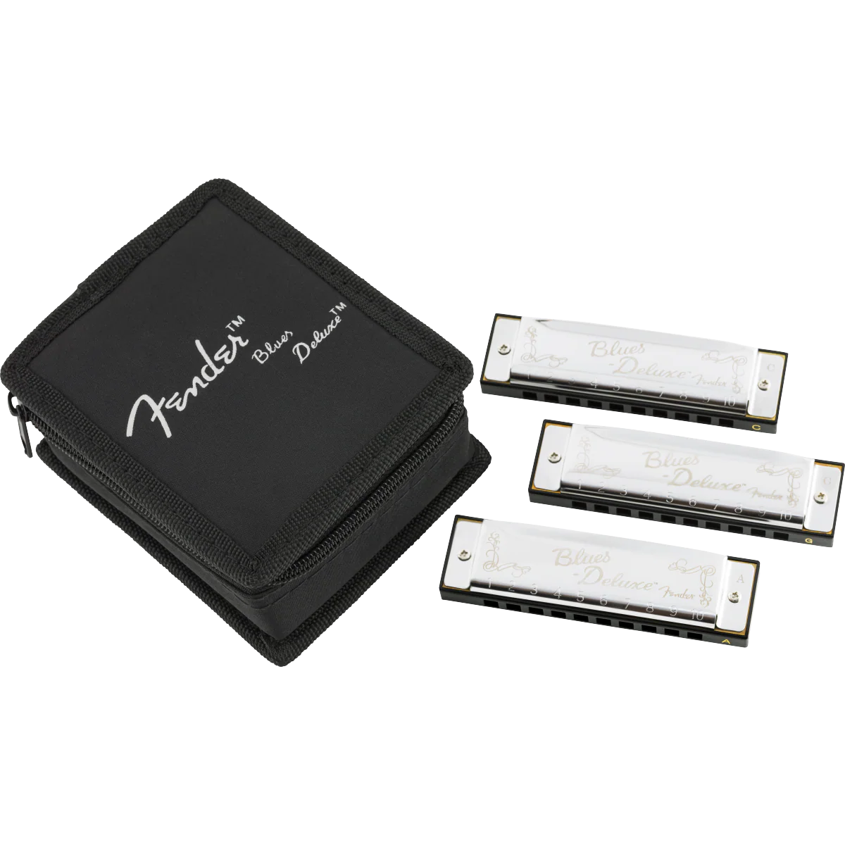 Fender -  Blues Deluxe Harmonicas - 3 Pack with Case - C-G-A - 099-0701-021