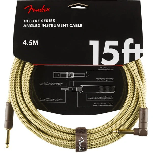 Fender - Cable, Straight/Angle, 15', Tweed 0990820086
