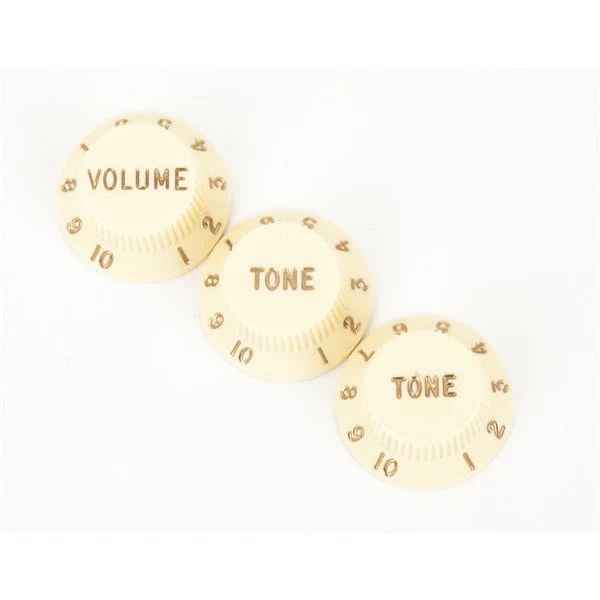 Fender - Stratocaster® Knobs, Aged White (Volume, Tone, Tone) (3) 0991369000