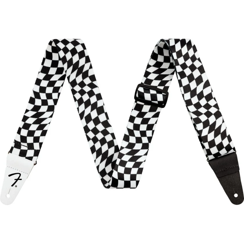 Fender - Wavy Checkerboard Polyester Strap -Black/White 099-0637-288