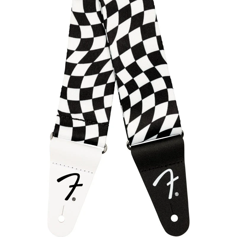 Fender - Wavy Checkerboard Polyester Strap -Black/White 099-0637-288 - Image 2
