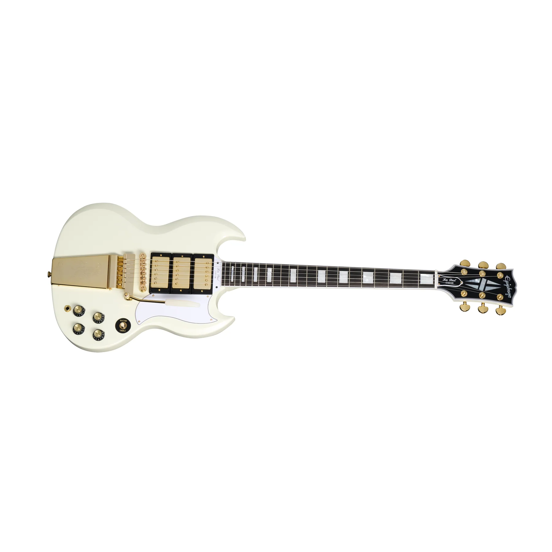 Epiphone - 1963 Les Paul SG Custom with Maestro Vibrola with Case - Classic White  ECSGC63CWVGM