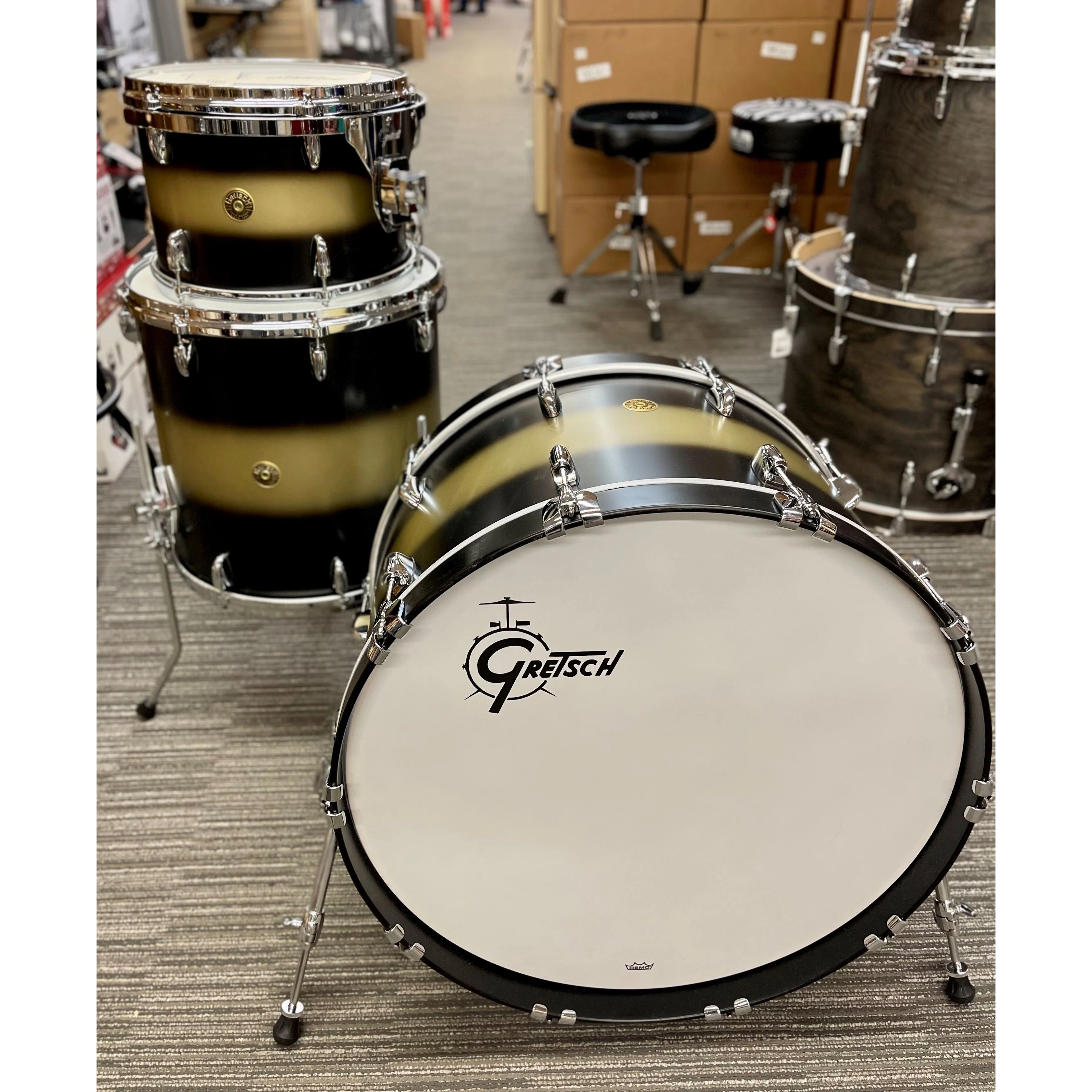 Gretsch - USA Custom 3-Piece Shell Kit Satin Black Gold Duco
