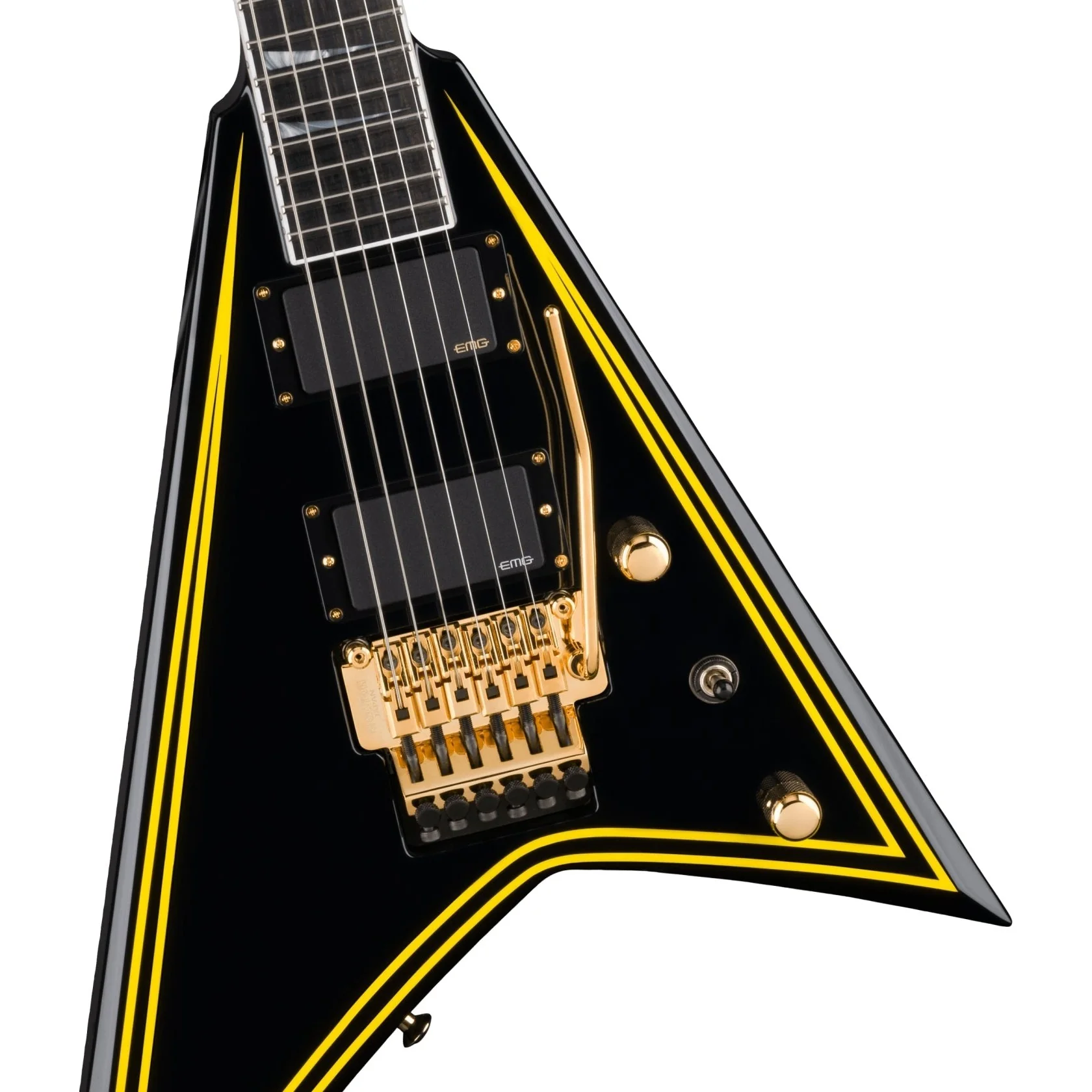 Jackson - MJ Series Rhoads RR24MG - Ebony Fingerboard - Black with Yellow Pinstripes - 290-4001-898 - Image 4