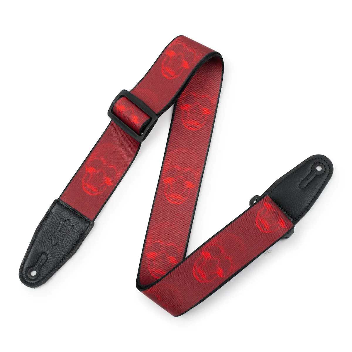 Levy's - 2-Inch Wide Polyester Guitar Strap with Dark Red & Red Scanned Skull Motif MPD2-114