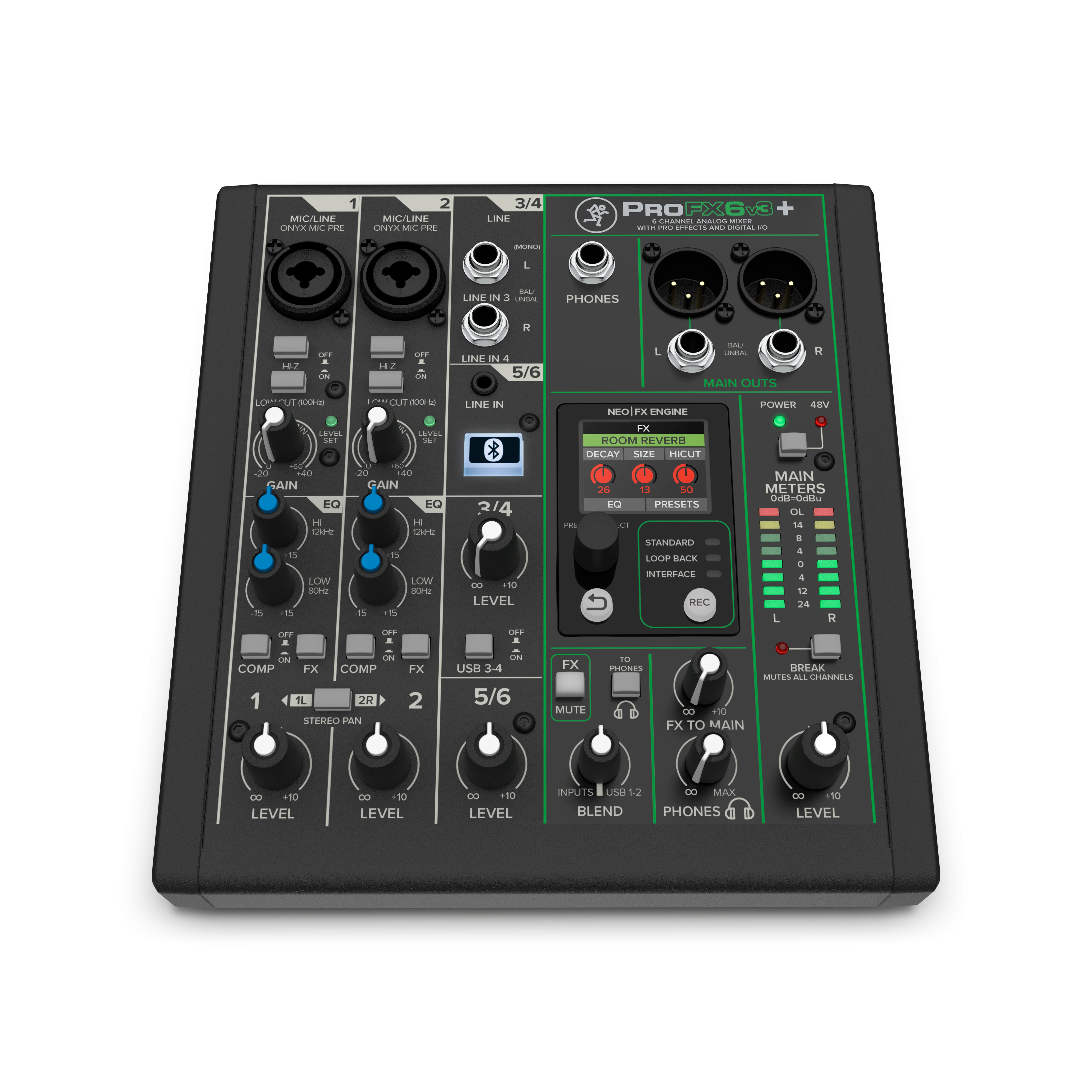Mackie - ProFX6v3+ 6-Channel Analog Mixer With Enhanced FX - USB Recording Modes and Bluetooth®