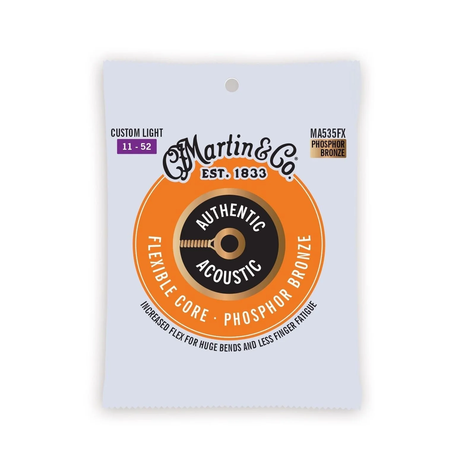 Martin - Authentic Acoustic Flexible Core Guitar Strings Phosphor Bronze - Custom Light - MA535FX