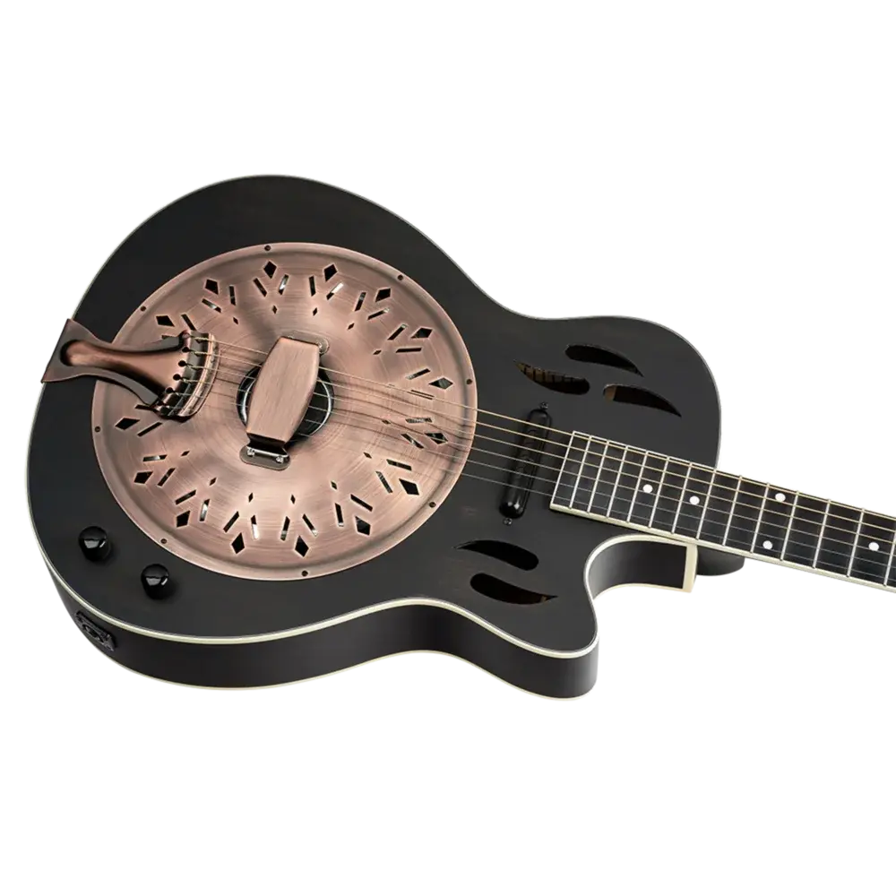 Ortega - Americana Series Resonator Guitar Mahogany Distressed Satin Black - RRG40CE-DBK - Image 8