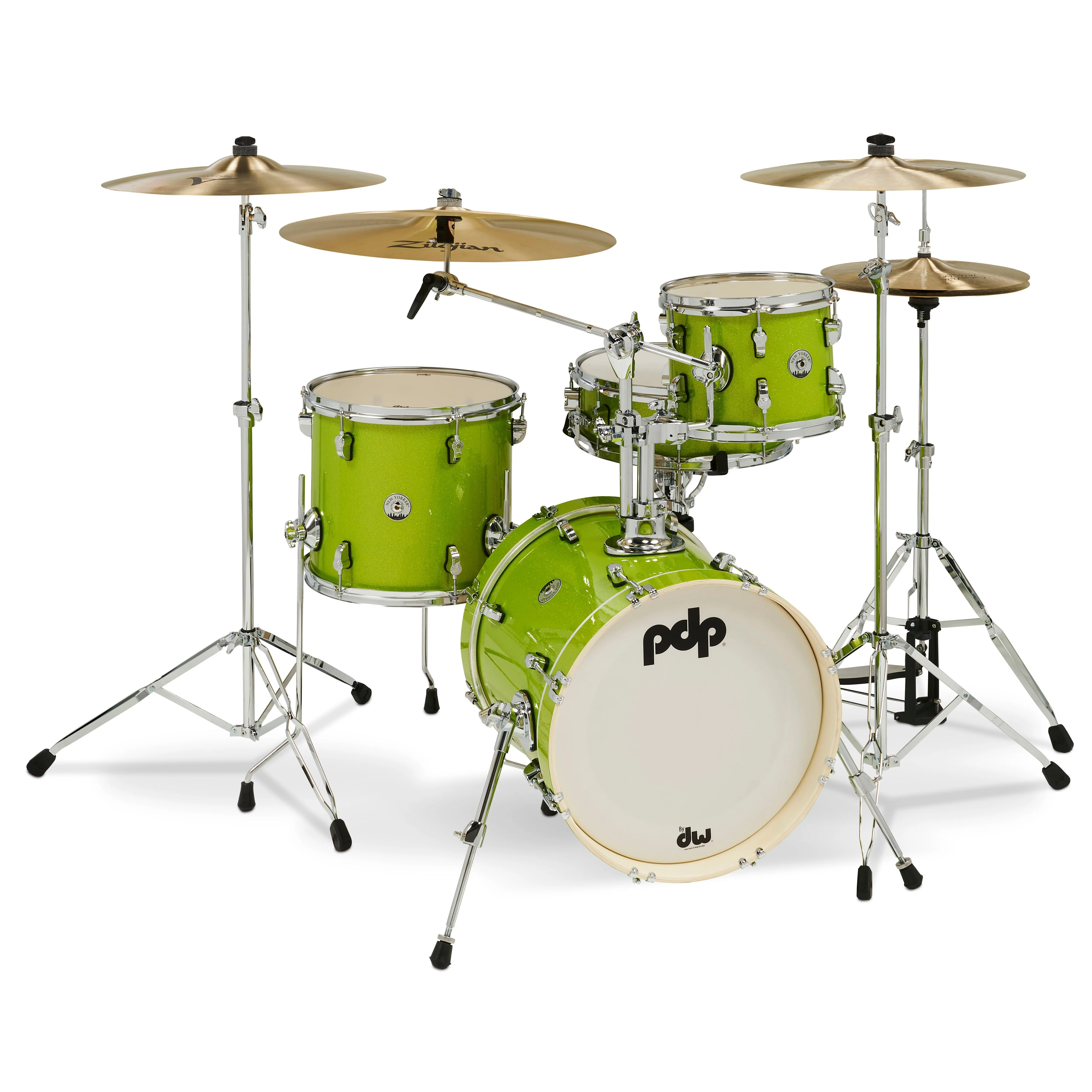 PDP - New Yorker 4-piece Drum Kit Electric Green Sparkle PDNY1604EL
