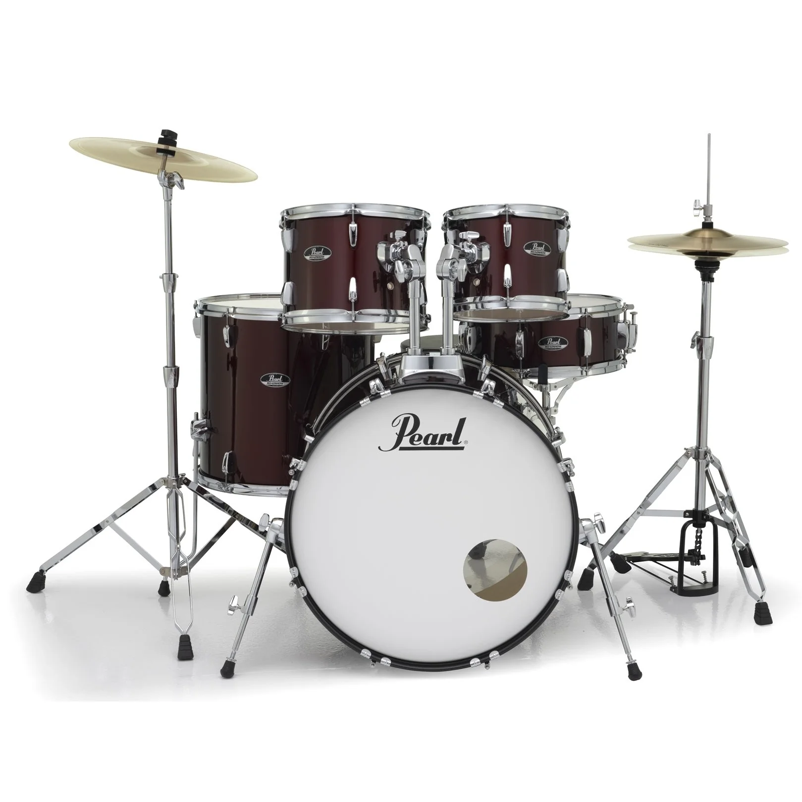 Pearl - Roadshow 5-Piece Drum Set With 22" Bass Drum - Hardware & Cymbals - Wine Red - RS525SCC91