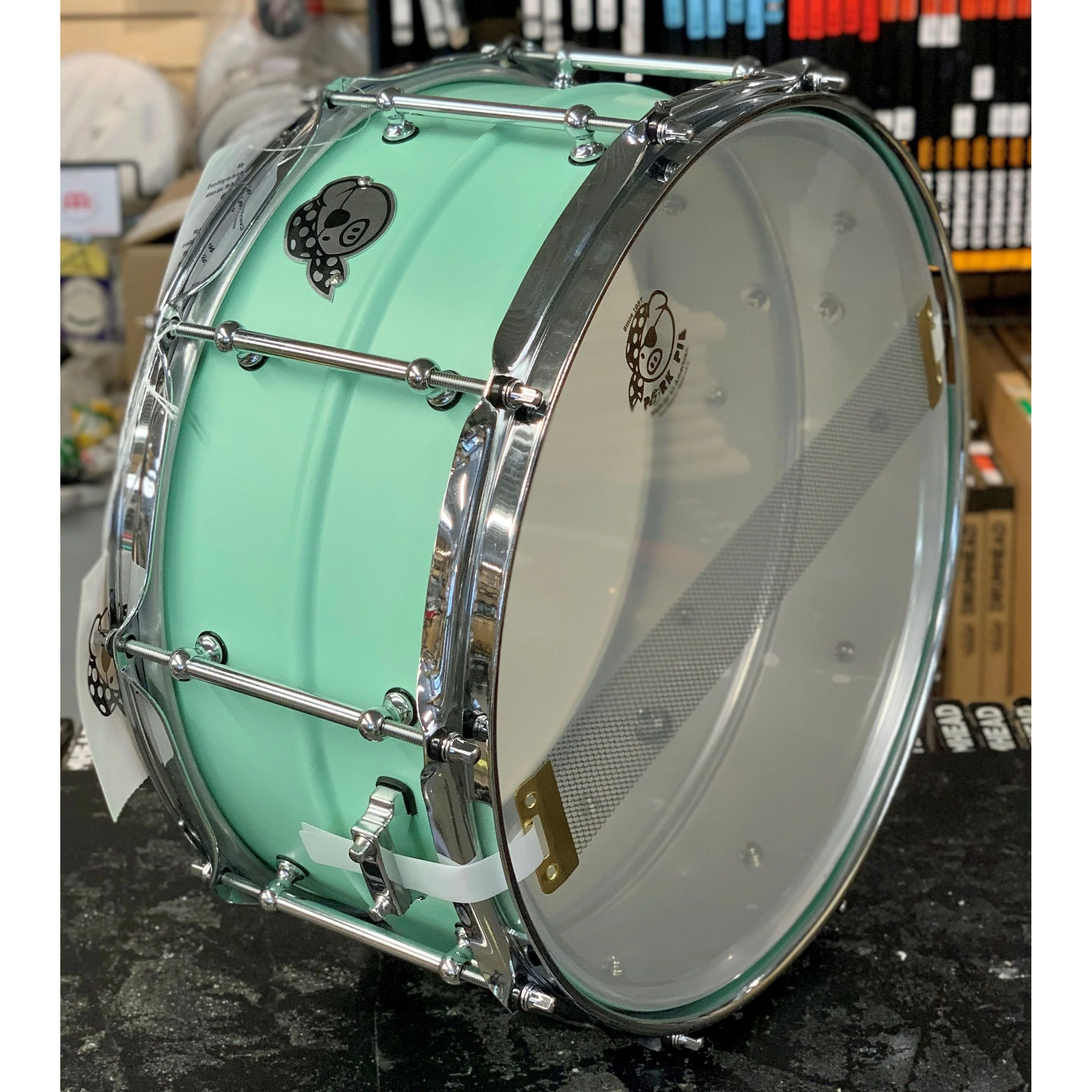 Pork Pie - Green Aluminum Snare 6.5x14 ** Factory 2nd ** - Image 3
