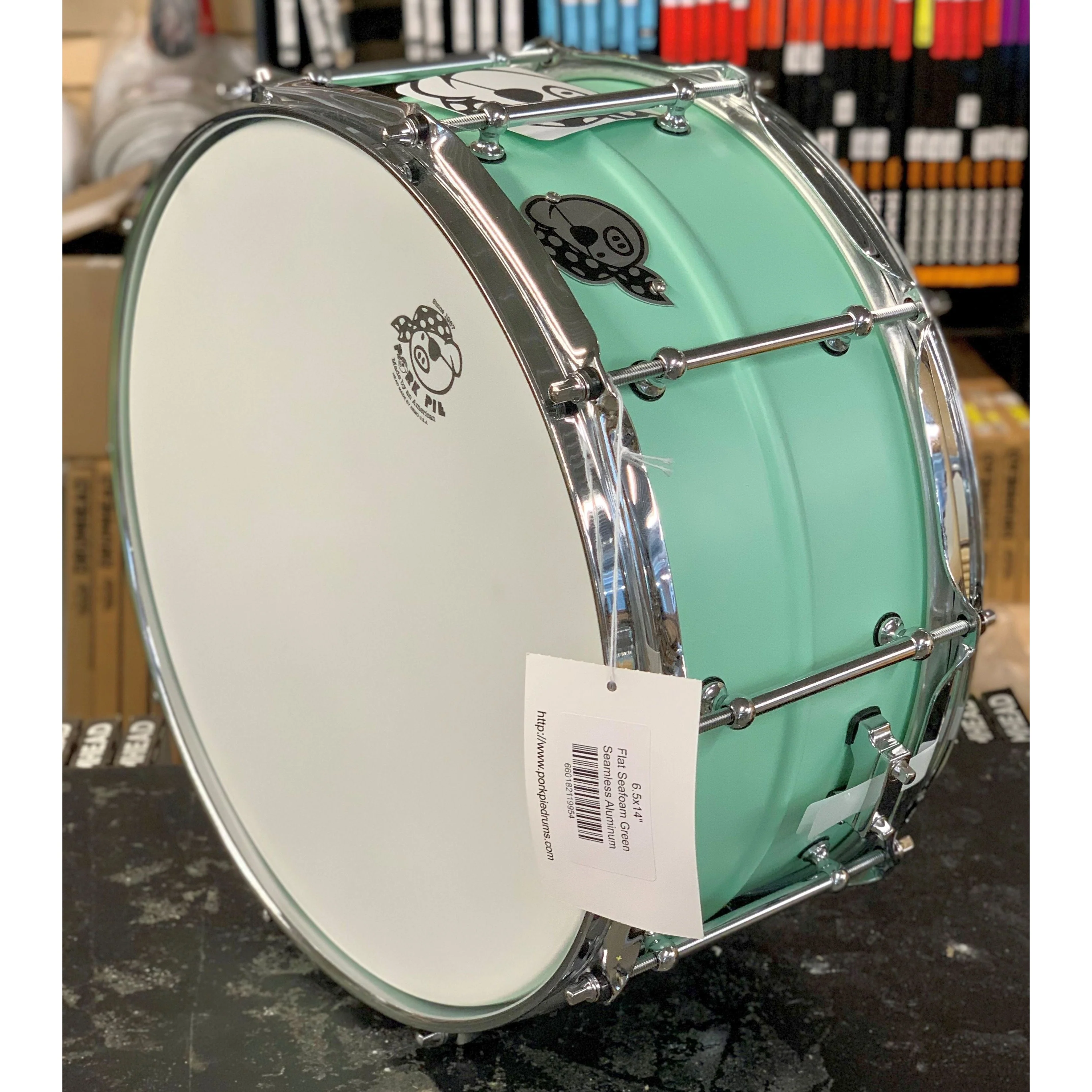 Pork Pie - Green Aluminum Snare 6.5x14 ** Factory 2nd ** - Image 4