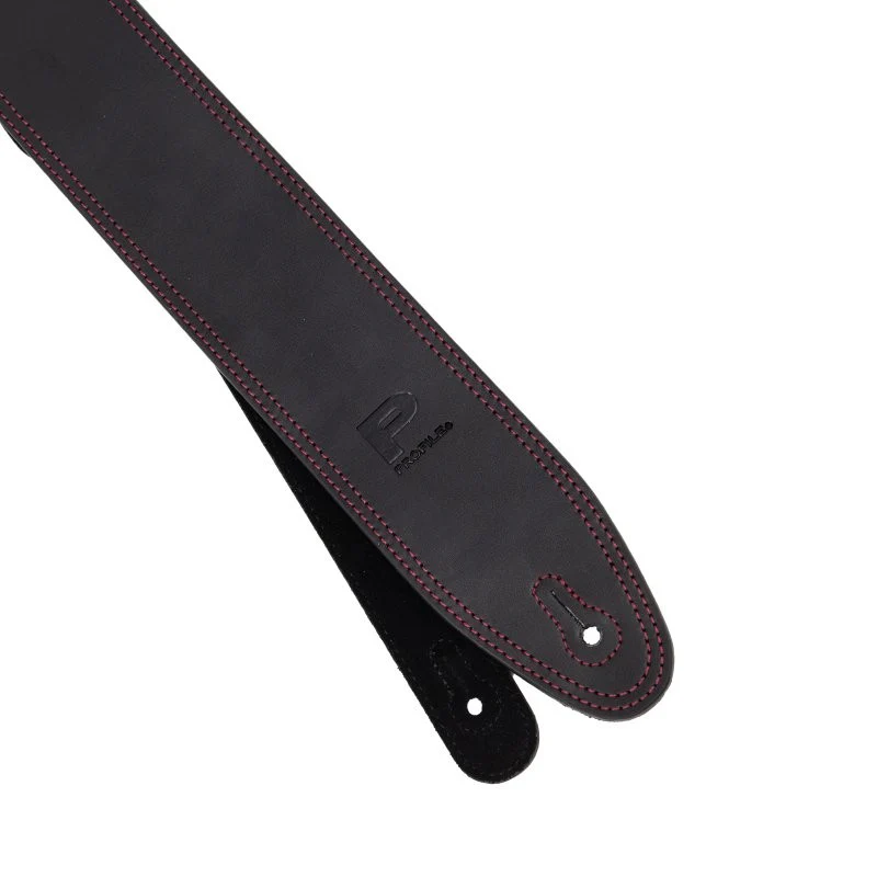 Profile - 2.5" Leather Strap with Red Double Stitching - Black - PGS-IL-7100-BKRD