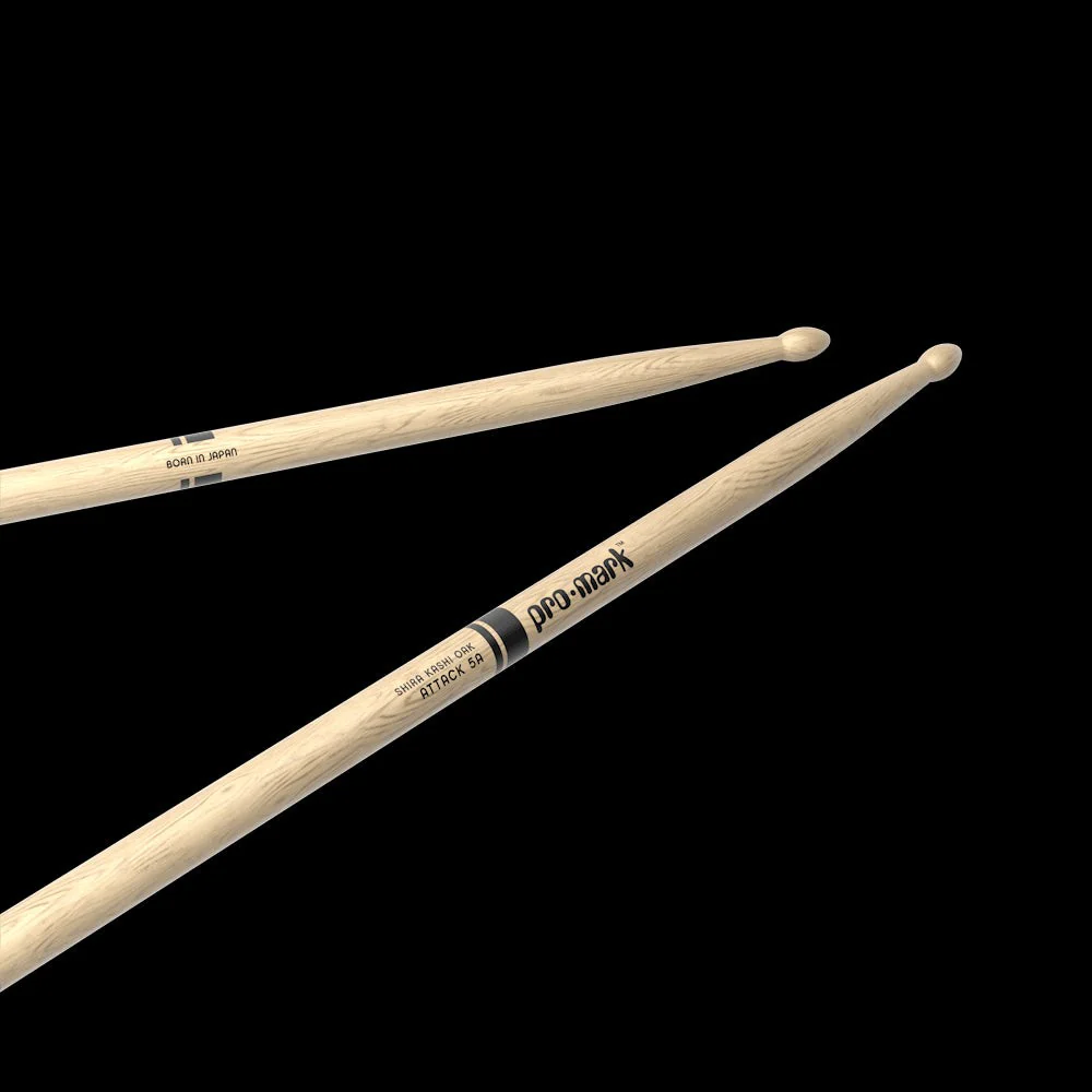 Promark - Classic Attack 5A Shira Kashi Oak Drumstick, Oval Wood Tip, 4-Pack - PW5AW-4P