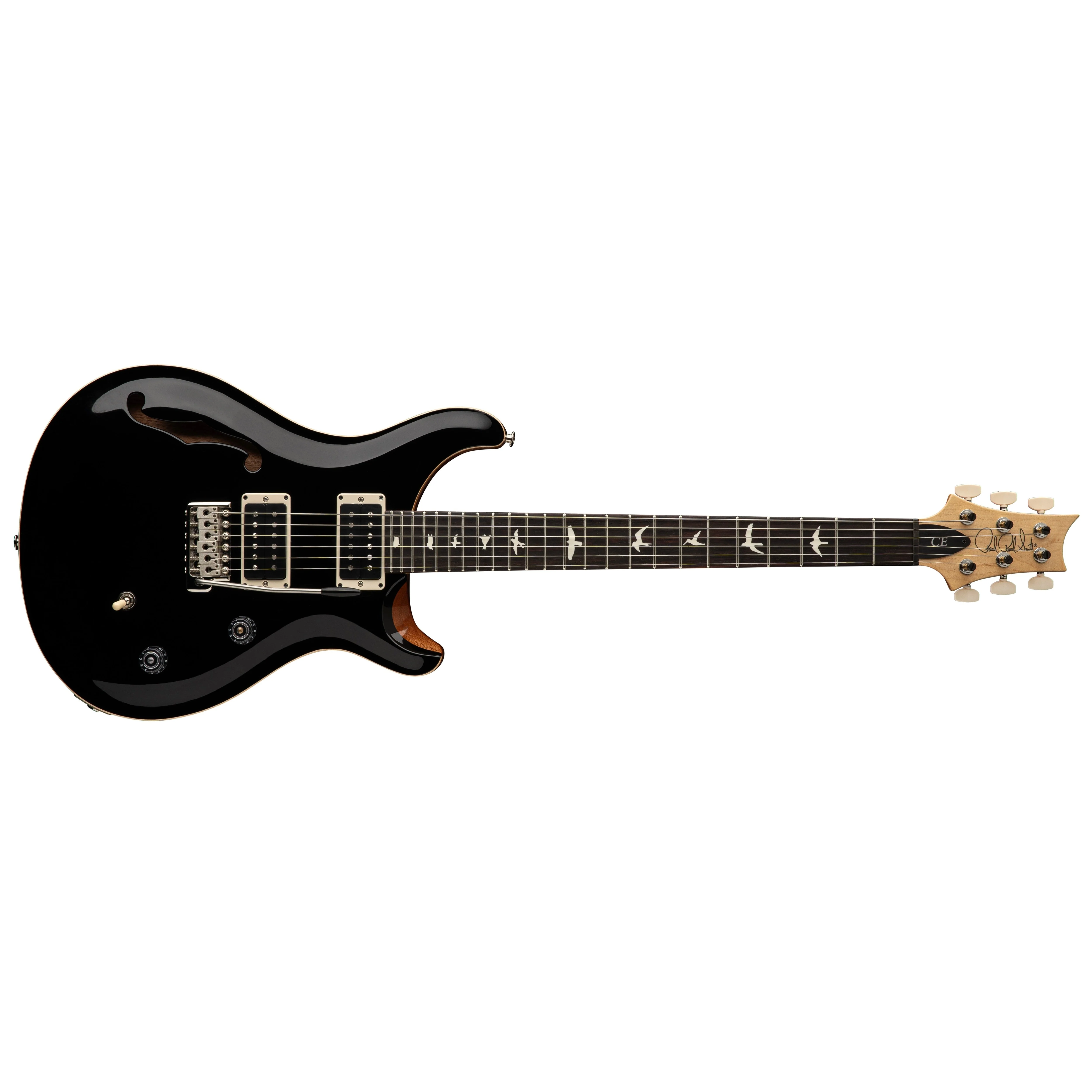 PRS - CE 24 Semi-Hollow - 2025 - Black Top (Opaque Top with Natural Back)