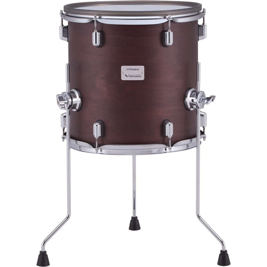 Roland - PDA140F-SW - V-Drums Acoustic Design Floor Tom Pad with Full-Size Wood Shell and Dual Zones - Satin Walnut