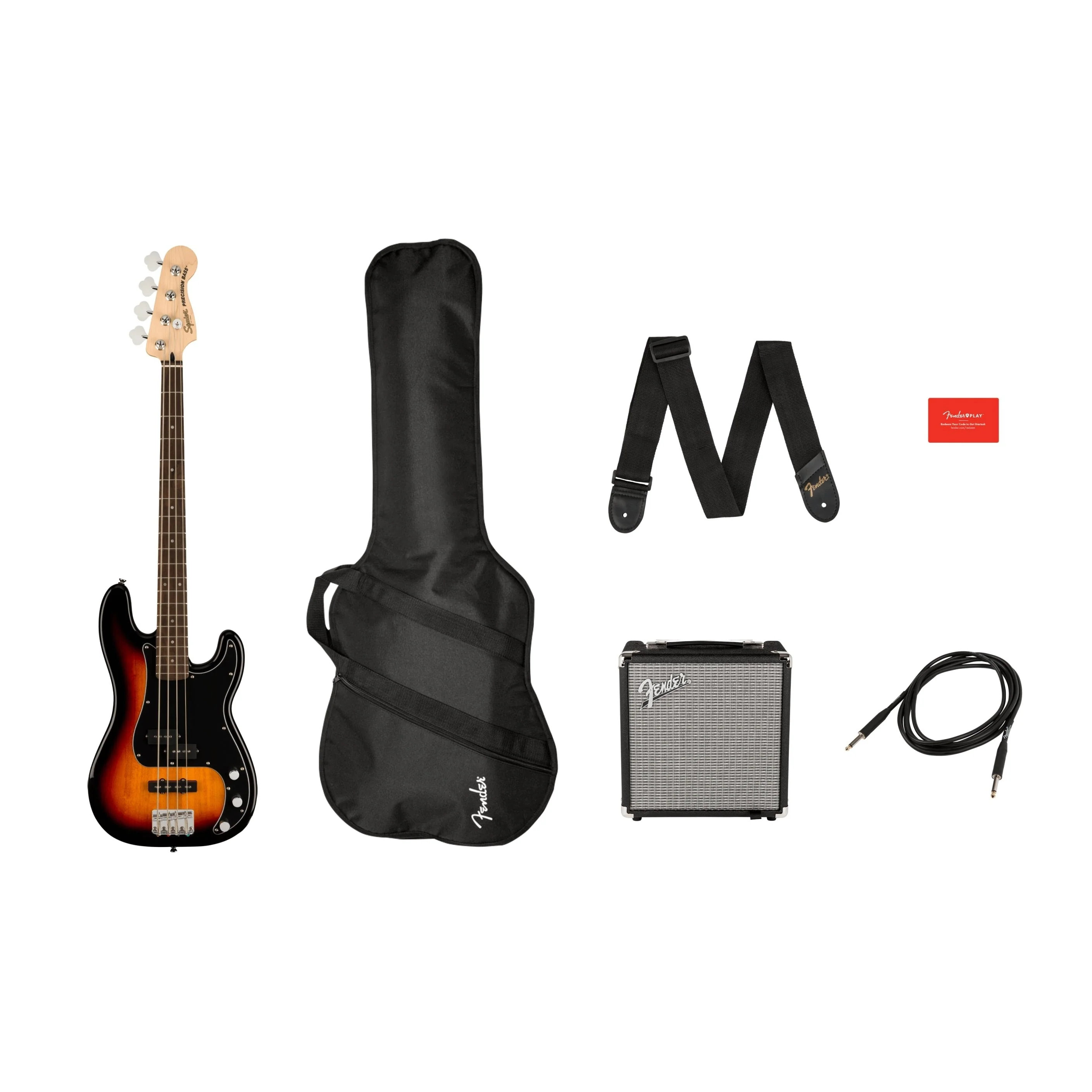 Squier - Affinity Series™ Precision Bass® PJ Pack - Laurel Fingerboard - 3-Color Sunburst - Gig Bag - Rumble 15 - 120V 037-2980-000