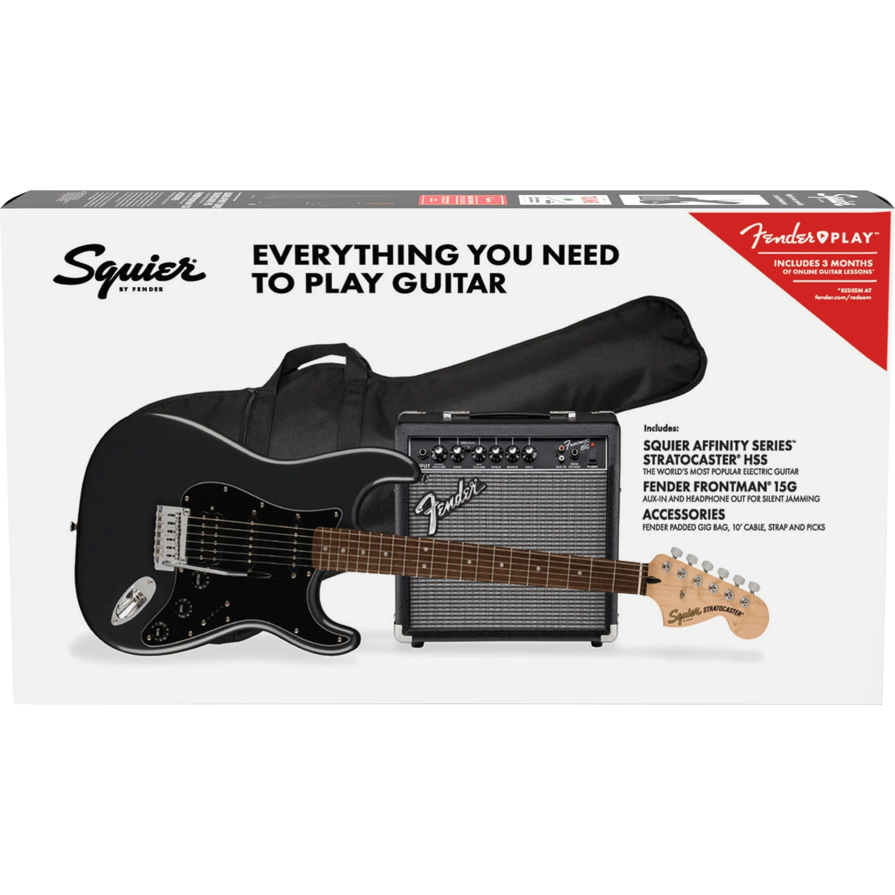 Squier - Affinity Series™ Stratocaster® HSS Pack - Laurel Fingerboard - Charcoal Frost Metallic - Gig Bag - 15G - 120V 037-2821-069