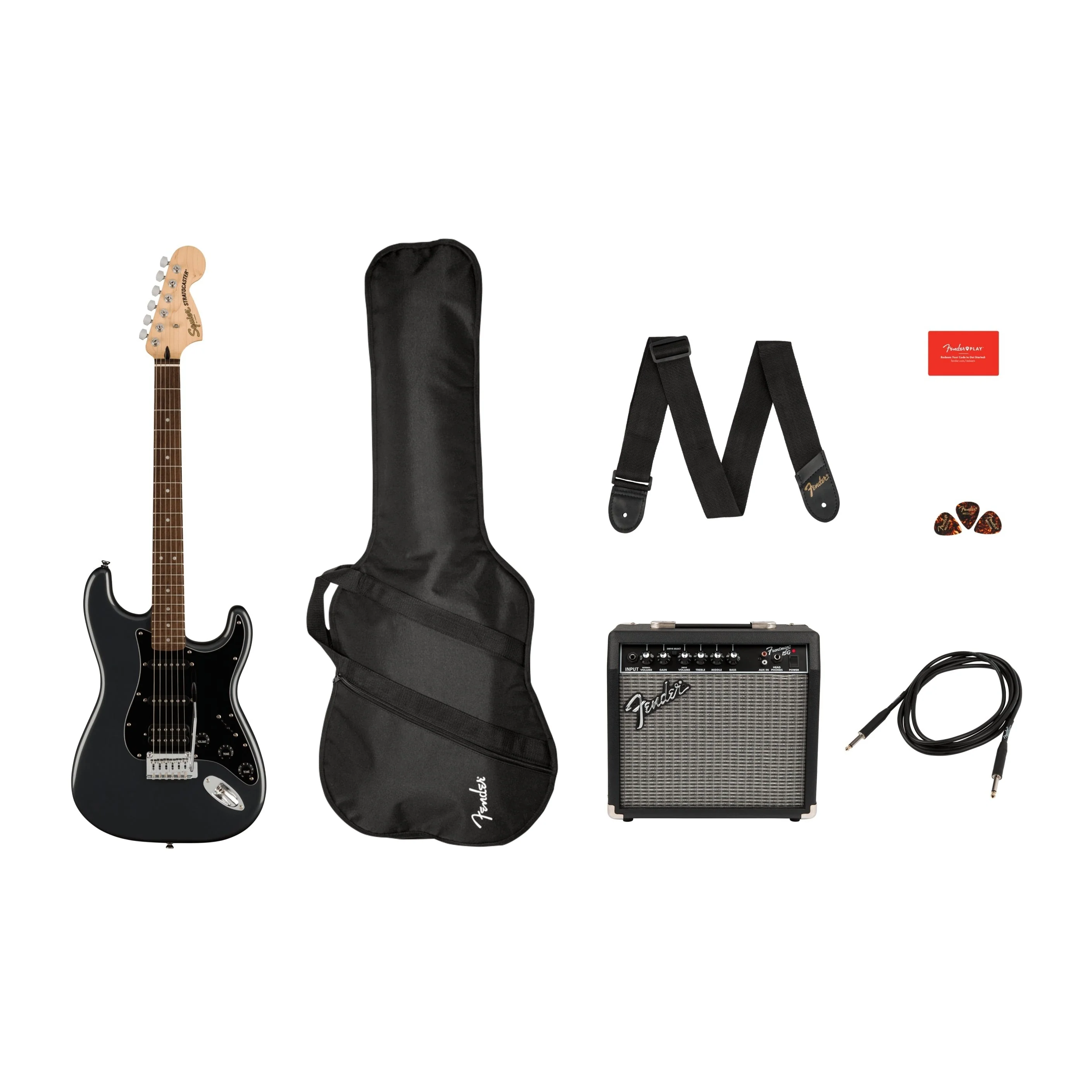Squier - Affinity Series™ Stratocaster® HSS Pack - Laurel Fingerboard - Charcoal Frost Metallic - Gig Bag - 15G - 120V 037-2821-069 - Image 2