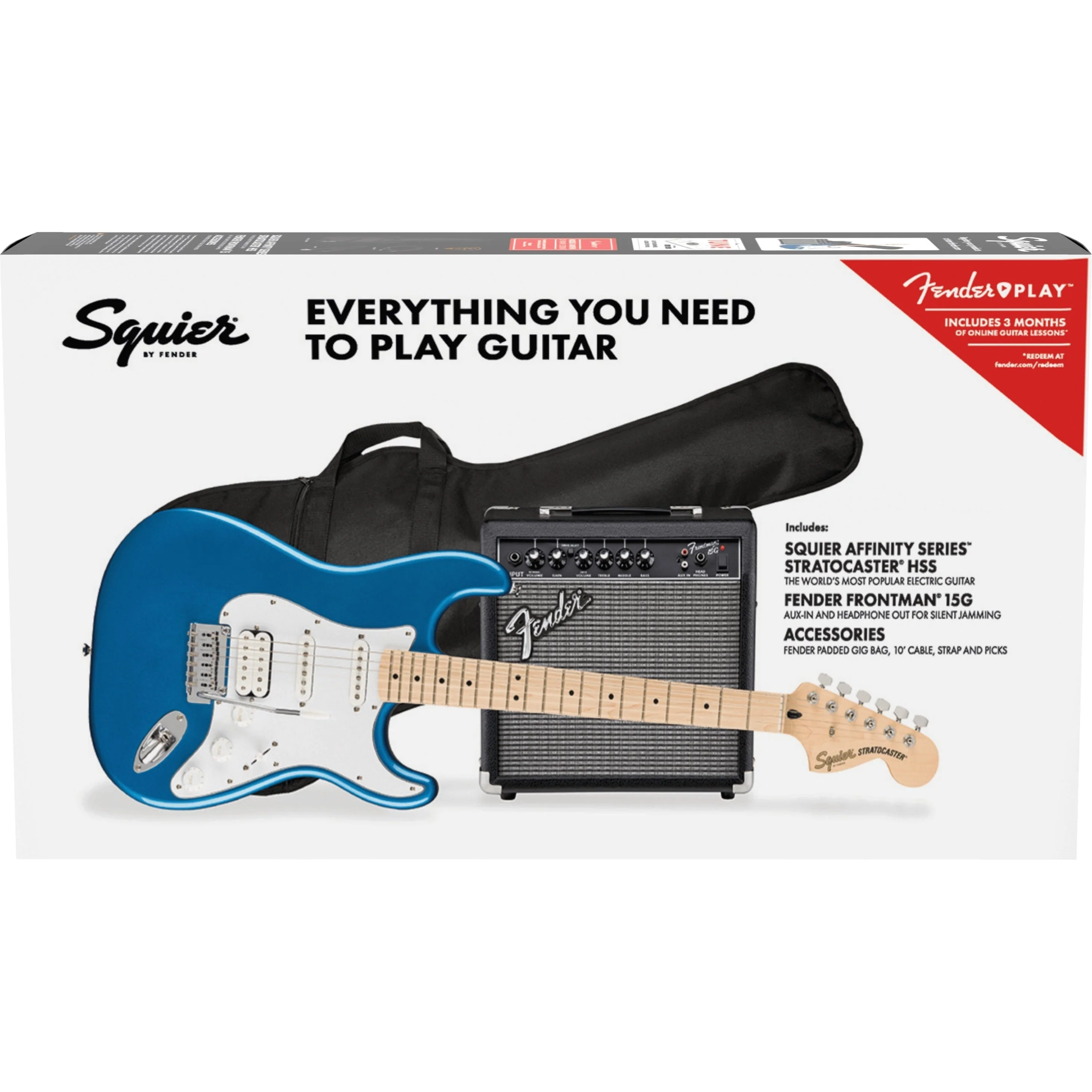 Squier - Affinity Series™ Stratocaster® HSS Pack - Maple Fingerboard - Lake Placid Blue - Gig Bag - 15G - 120V 037-2820-002