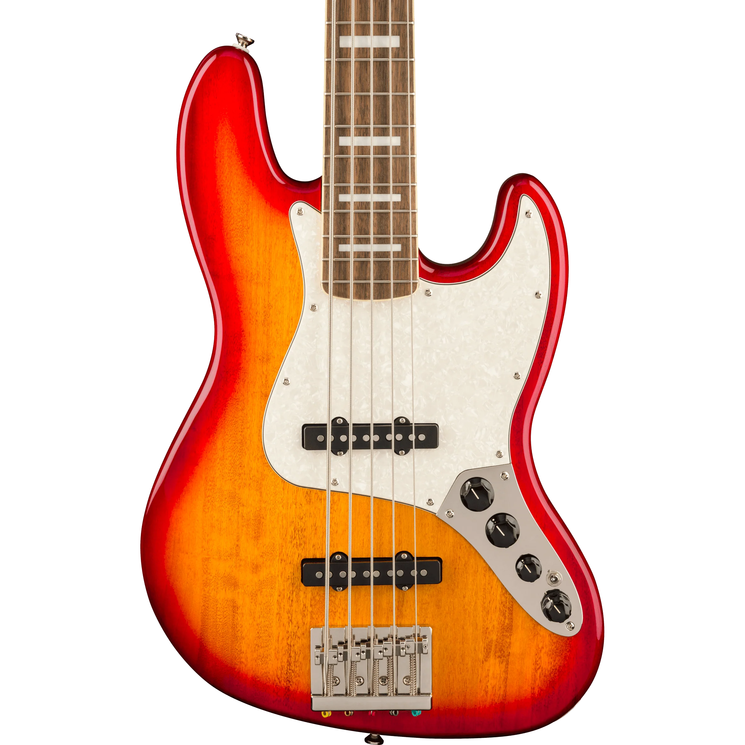 Squier - Classic Vibe™ Active '70s Jazz Bass® V - Laurel Fingerboard - White Pearloid Pickguard - Sienna Sunburst - Image 3