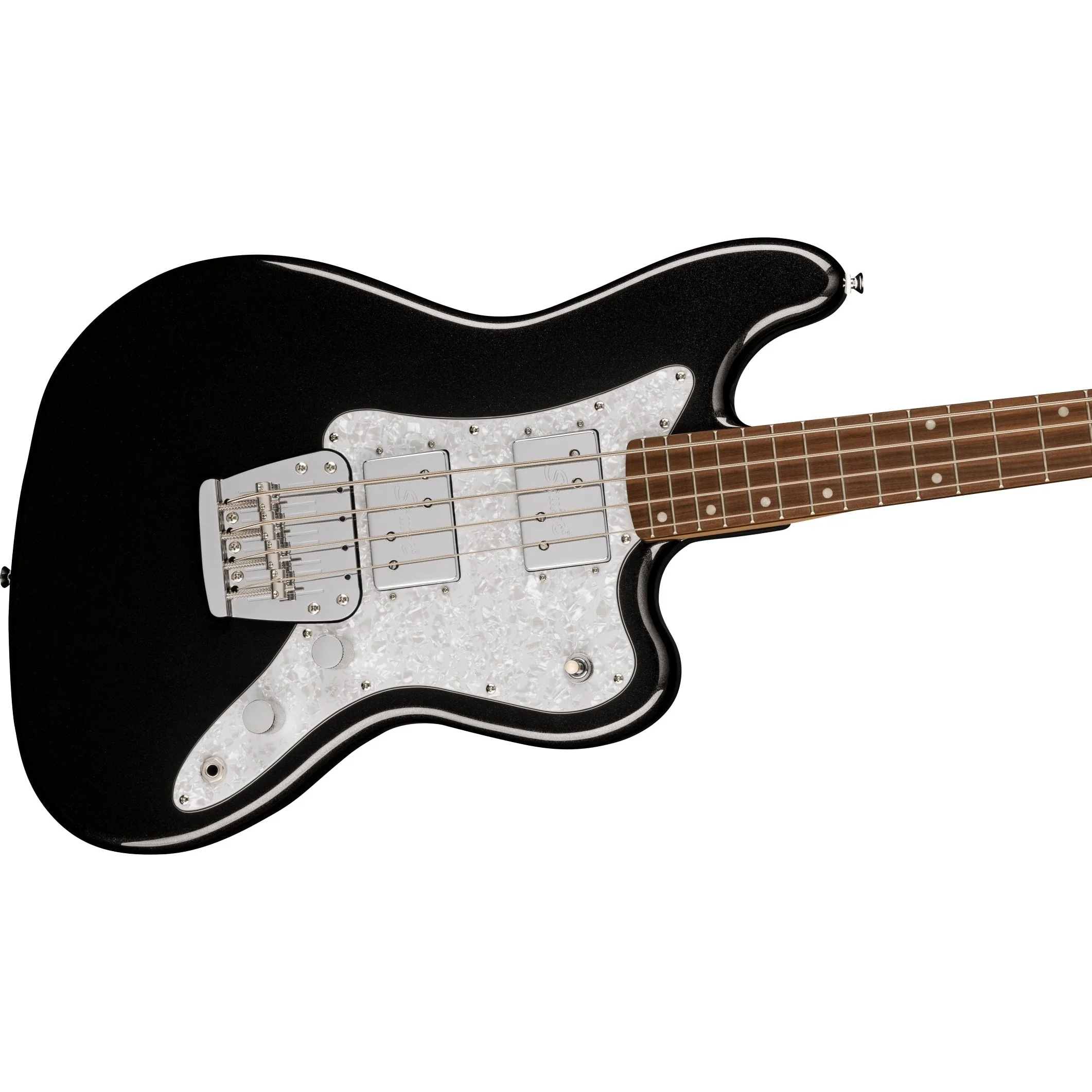 Squier - Paranormal Rascal Bass HH, Laurel Fingerboard, White Pearloid Pickguard, Metallic Black 037-7106-565 - Image 3
