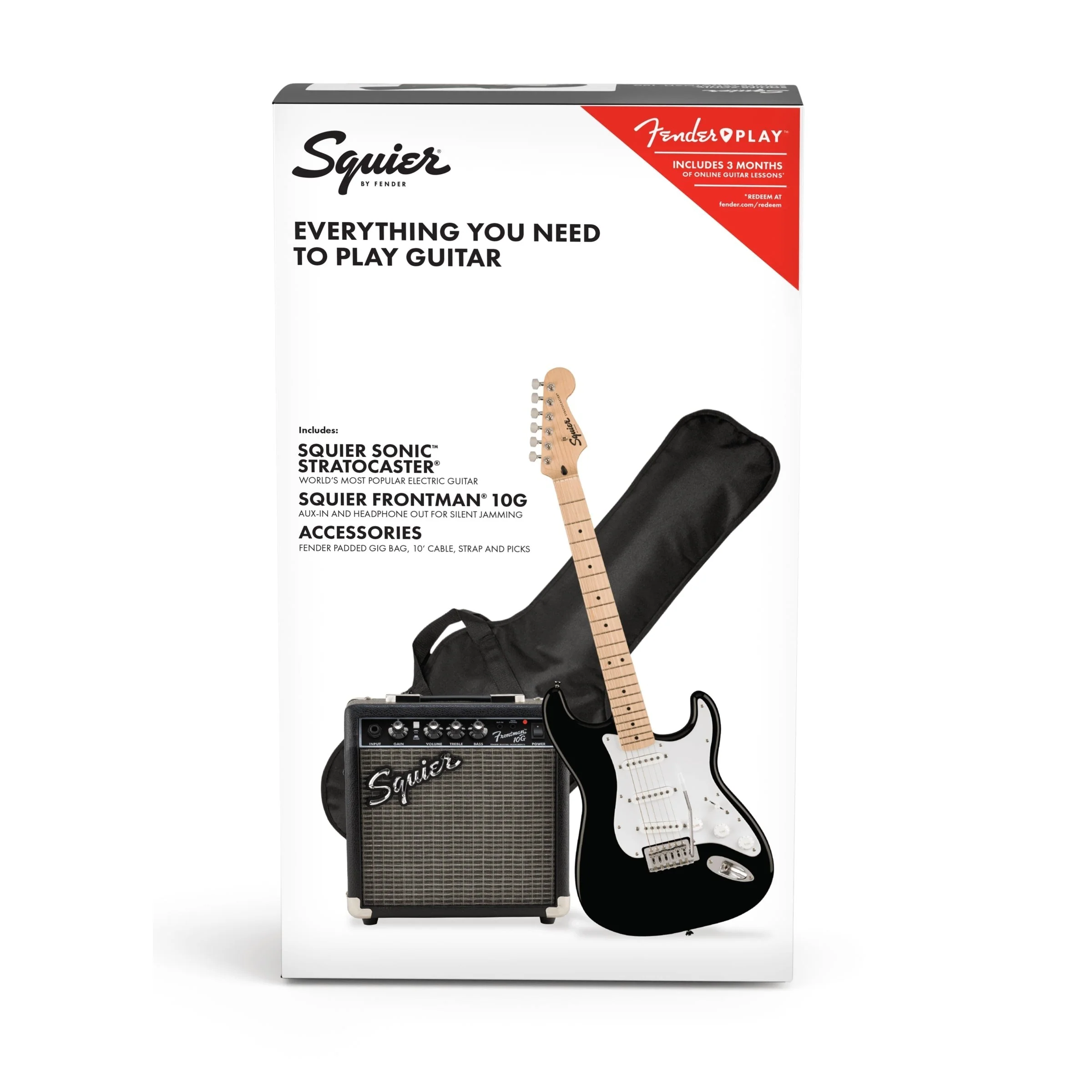 Squier - Squier Sonic™ Stratocaster® Pack - Maple Fingerboard - Black - Gig Bag - 10G - 120V 037-1720-006