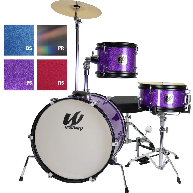 Westbury - 3-Piece Junior Drum Set Complete With Throne - Red Sparkle Finish - WST-JR3-RS